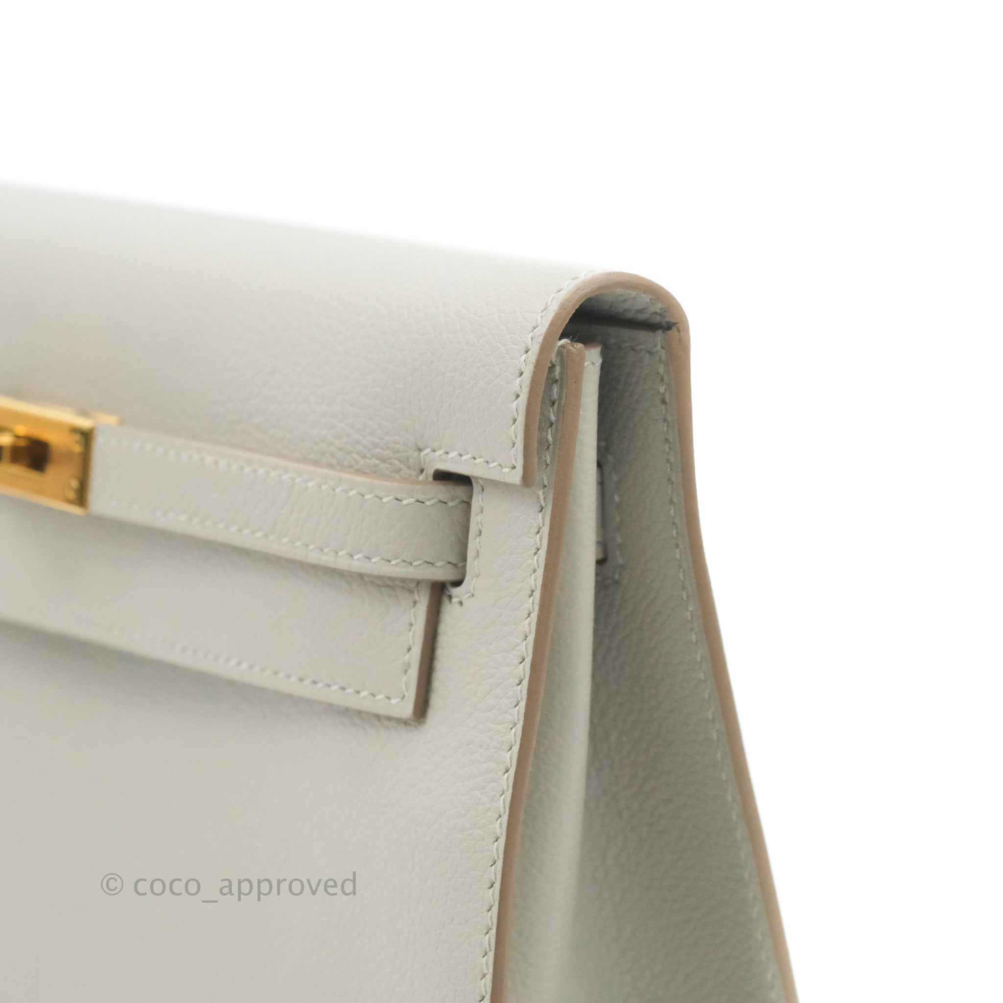 Hermès Kelly Danse II White Evercolor Leather with Gold Hardware