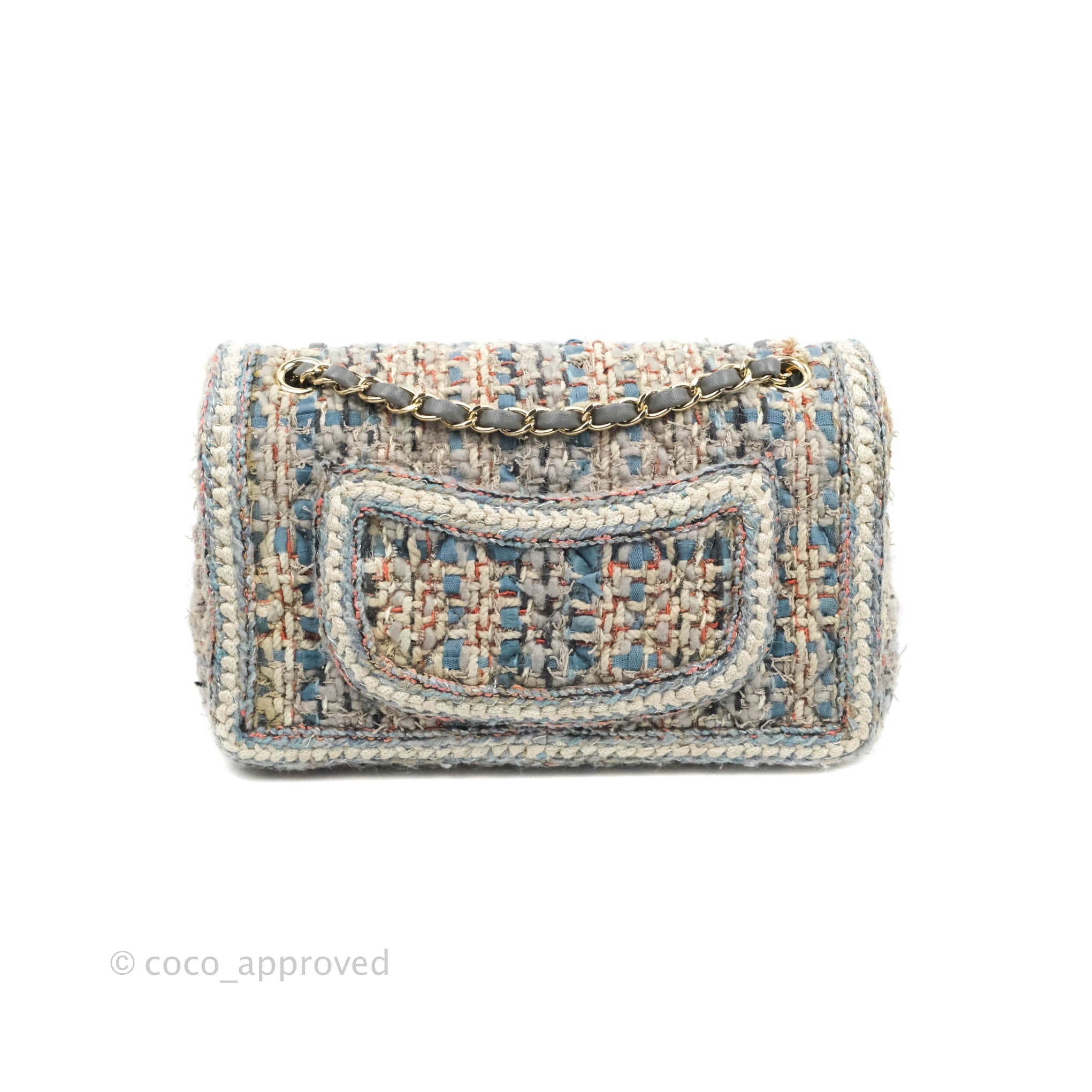 Chanel M/L Medium Single Flap Grey Tweed Braided Gold Hardware – Coco  Approved Studio