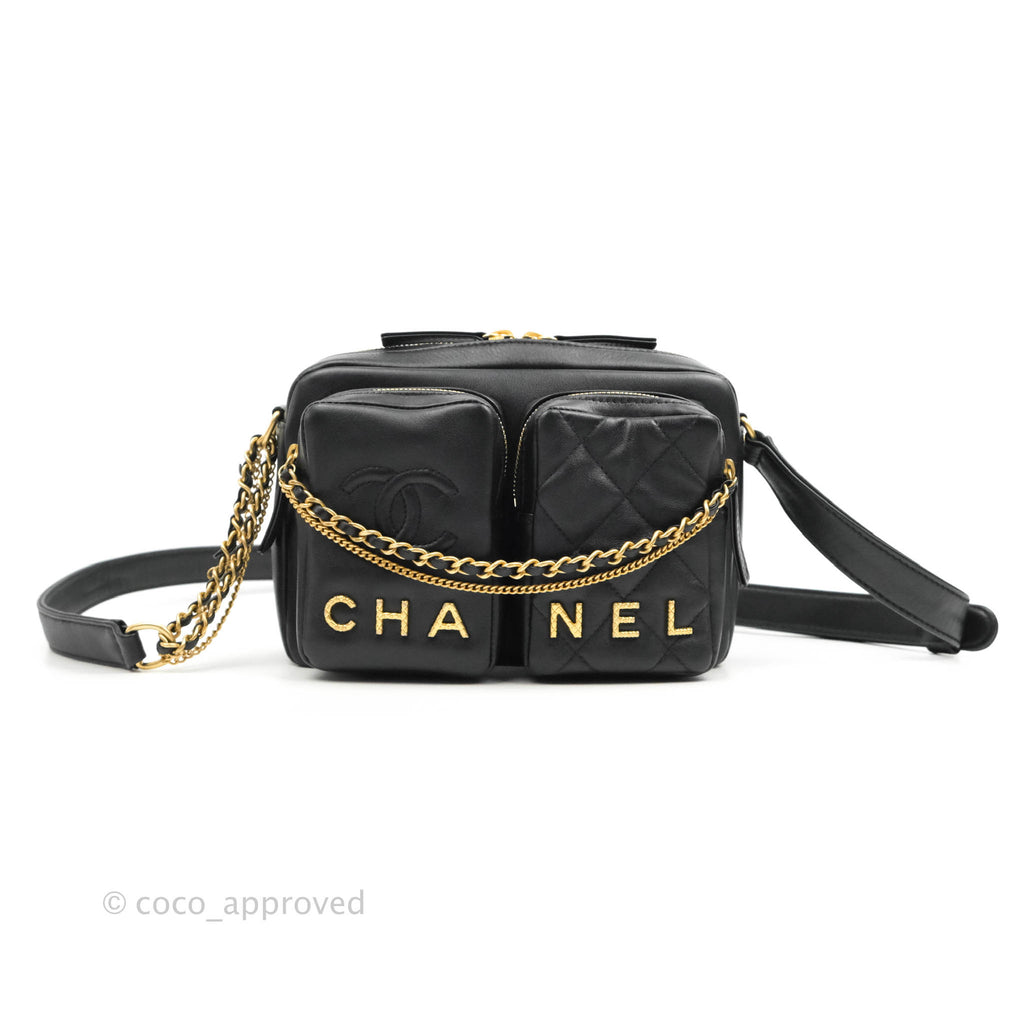 Chanel Quilted Small Camera Case Black Calfskin