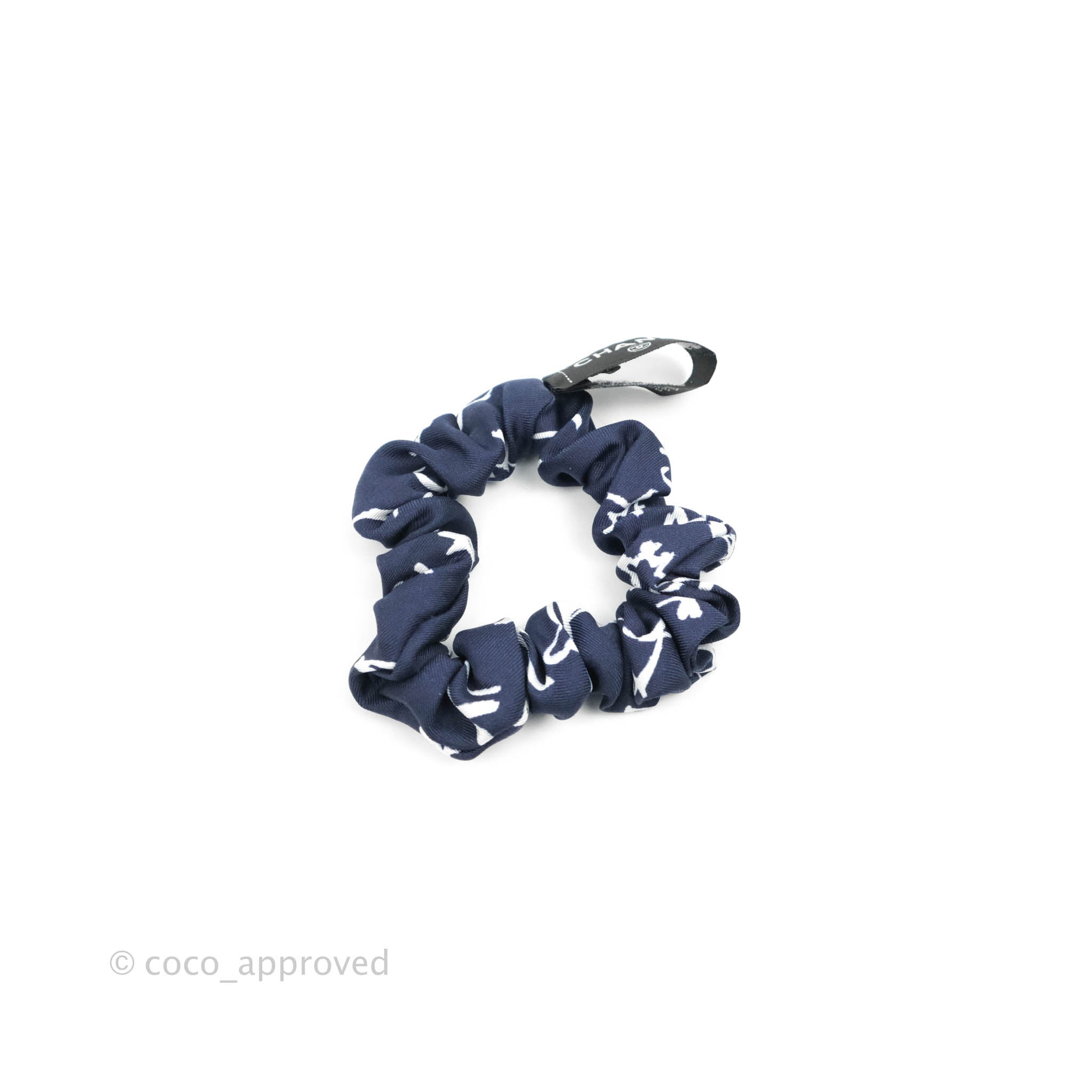 Chanel Blue Silk Scarf Scrunchies Hair Accessory – Coco Approved Studio