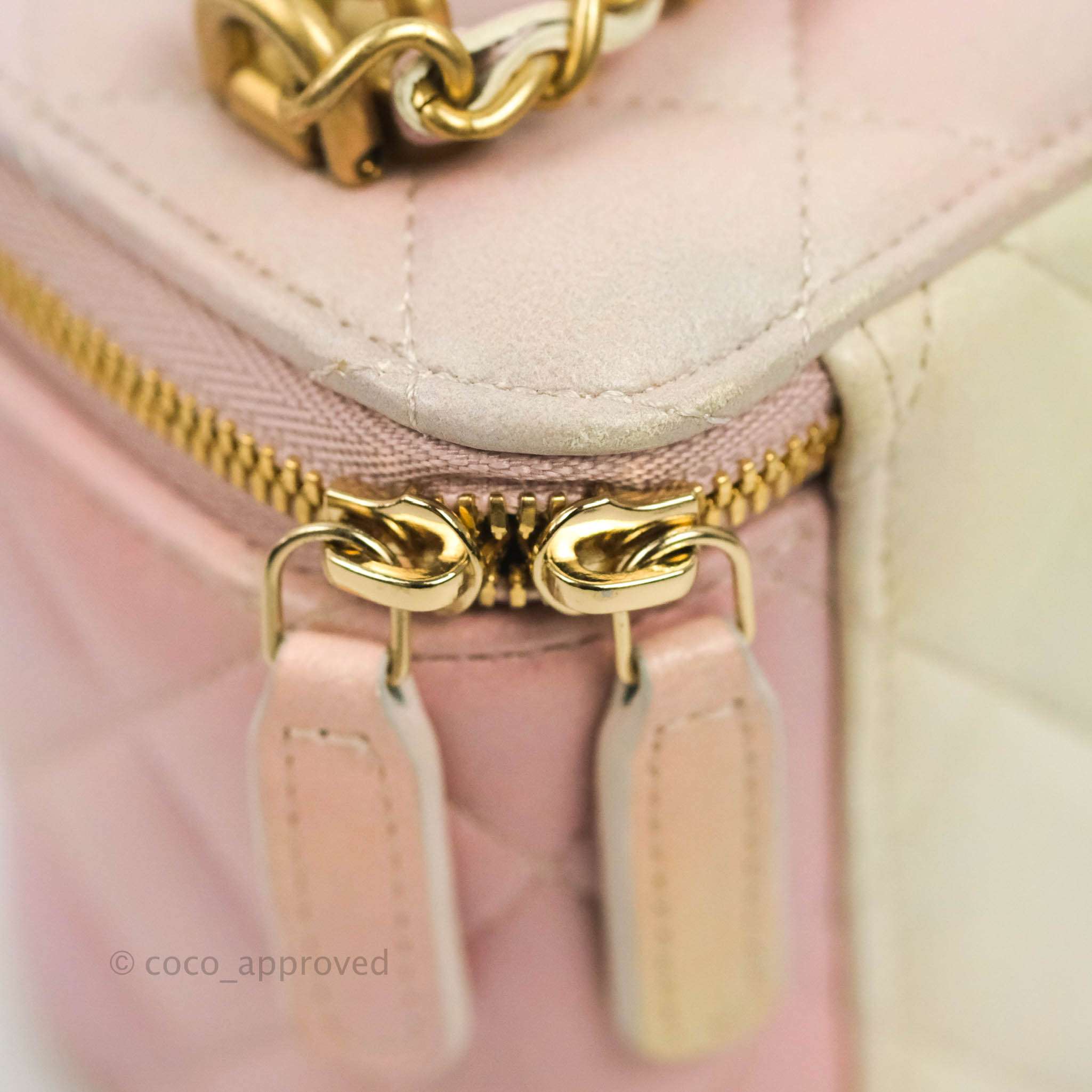 Chanel Mini Top Handle Vanity With Chain Rainbow Lambskin Aged