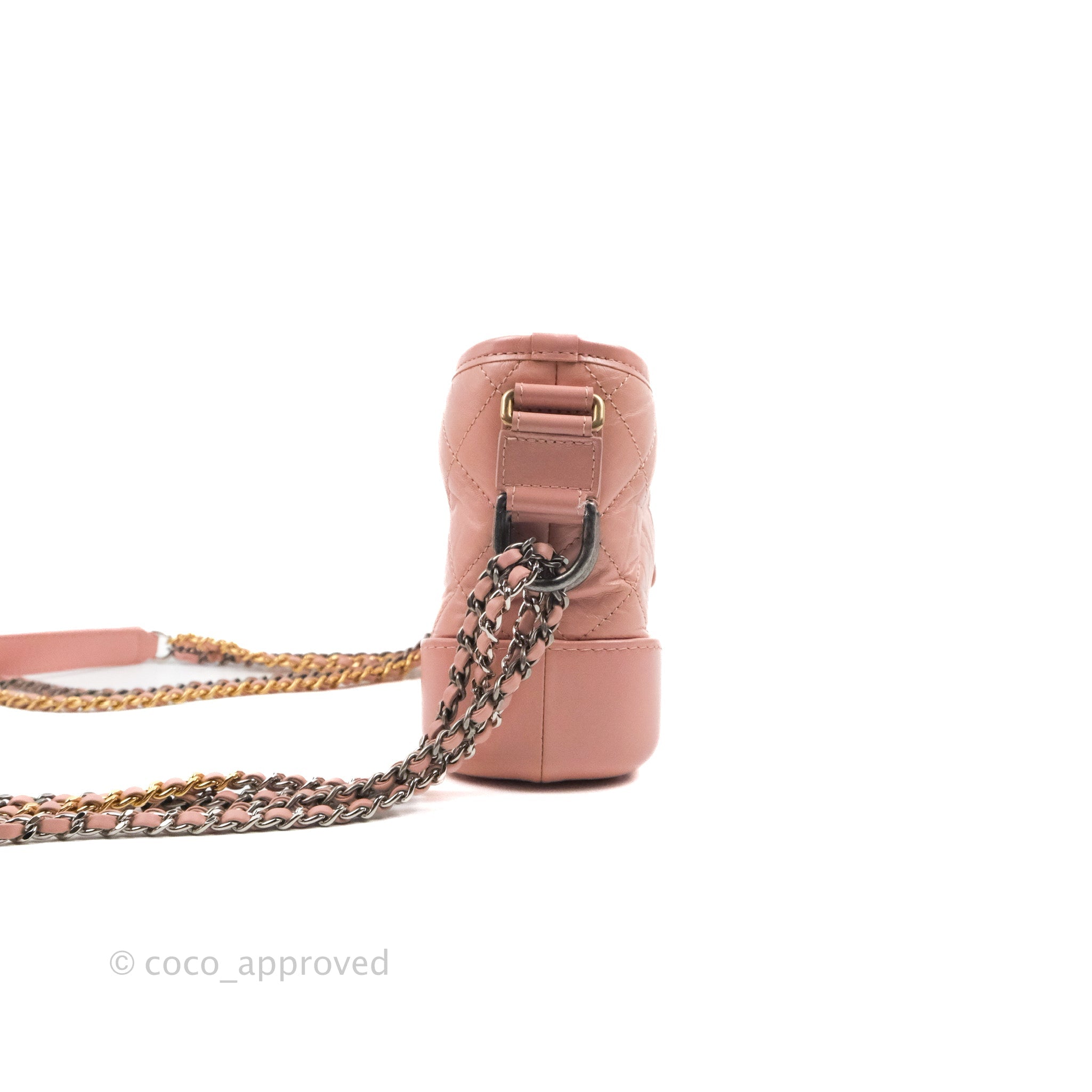 CHANEL Aged Calfskin Quilted Small Gabrielle Hobo Pink 390810