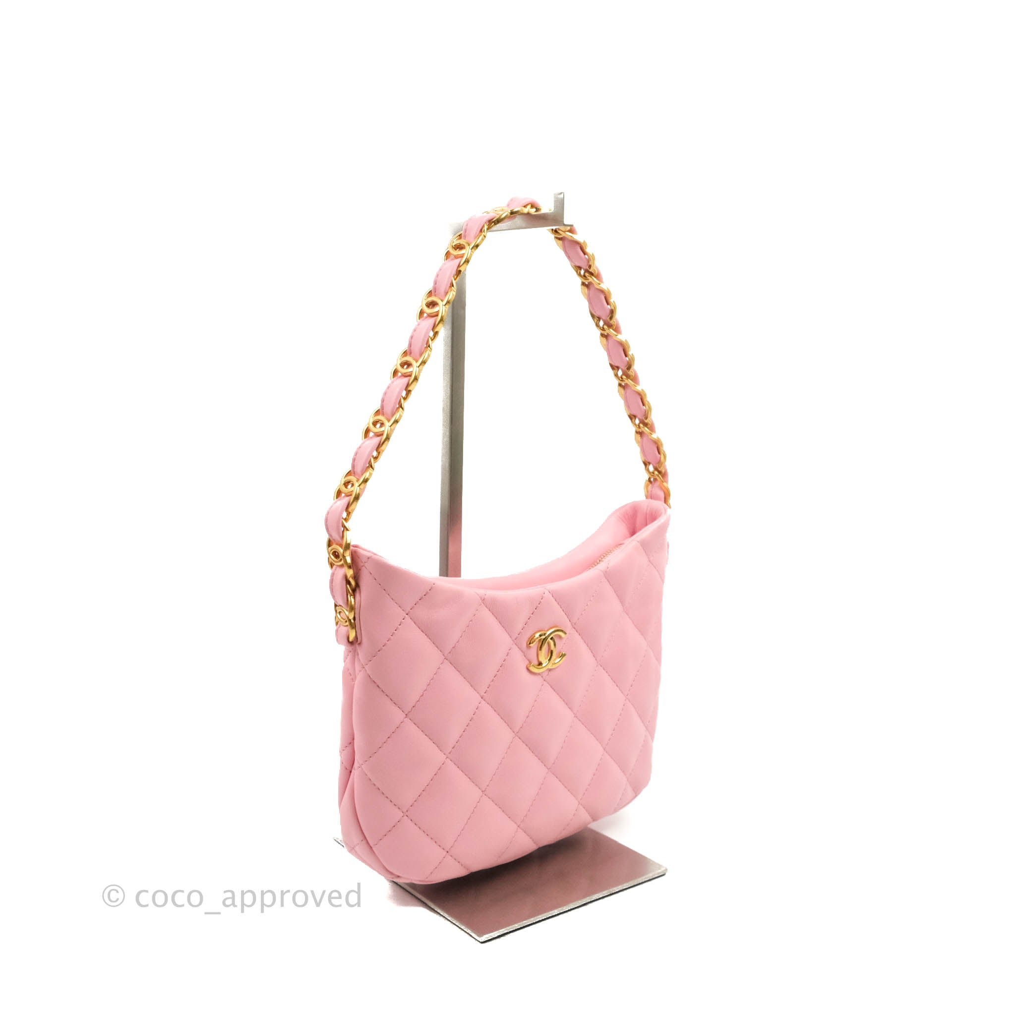Chanel Quilted CC Chain Hobo Bag Pink Lambskin Aged Gold Hardware – Coco  Approved Studio