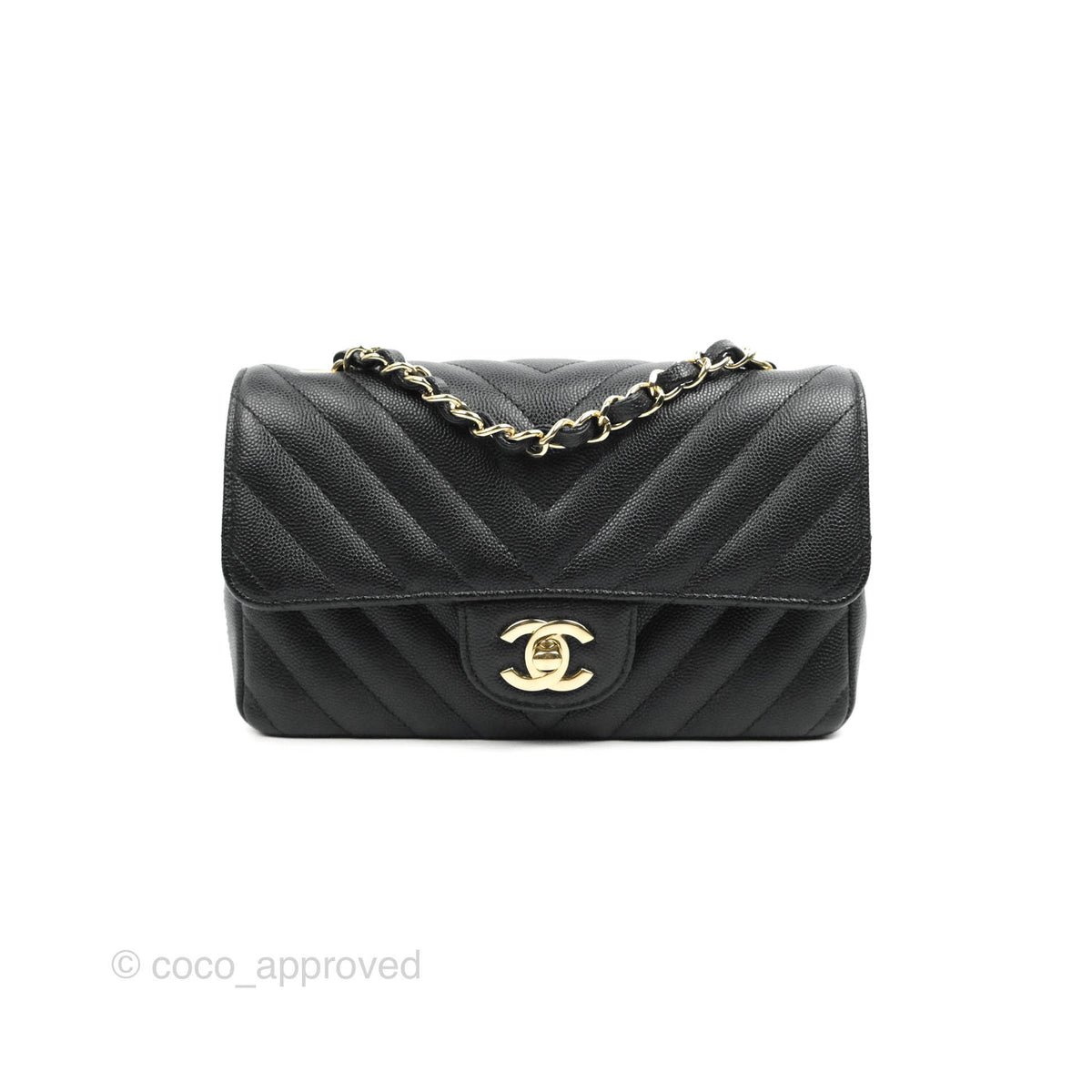 Chanel Chevron Mini Rectangular Flap Bag - Black Shoulder Bags