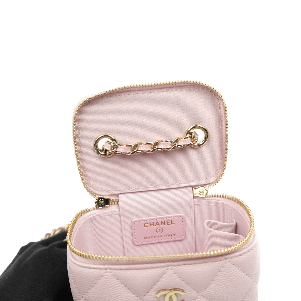 Chanel Mini Vanity Classic With Chain Lilac Rose Clair Caviar Gold Hardware