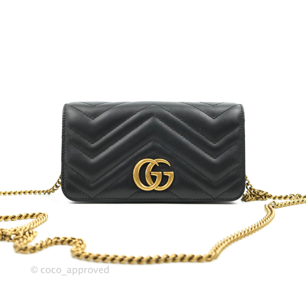 Gucci Matelasse GG Marmont Mini Bag Black Calfskin Gold Hardware