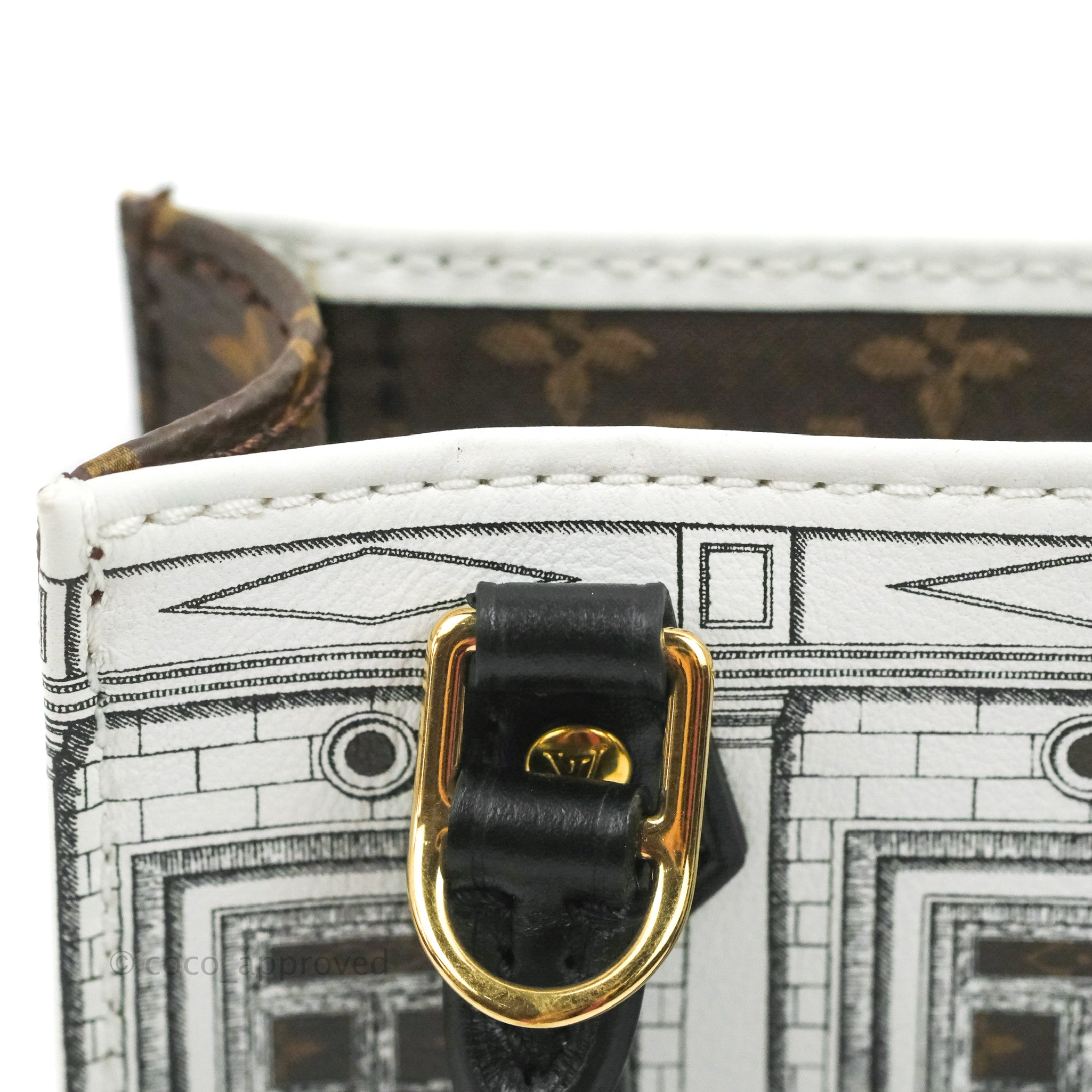 Louis Vuitton x Fornasetti Petit Sac Plat Black/White in Printed Patent  Calfskin Leather with Gold-tone - GB