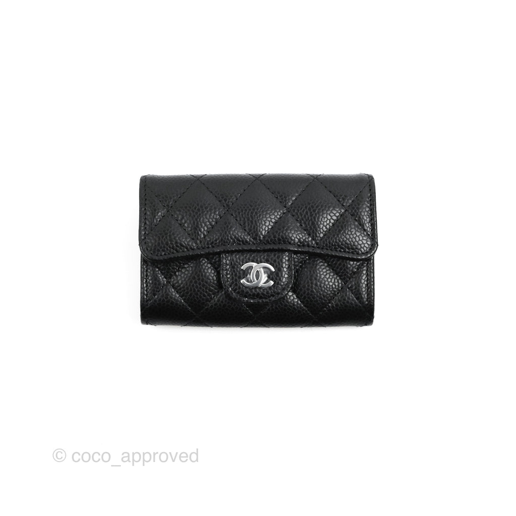 Chanel Classic Flap Card Holder Black Caviar Silver Hardware