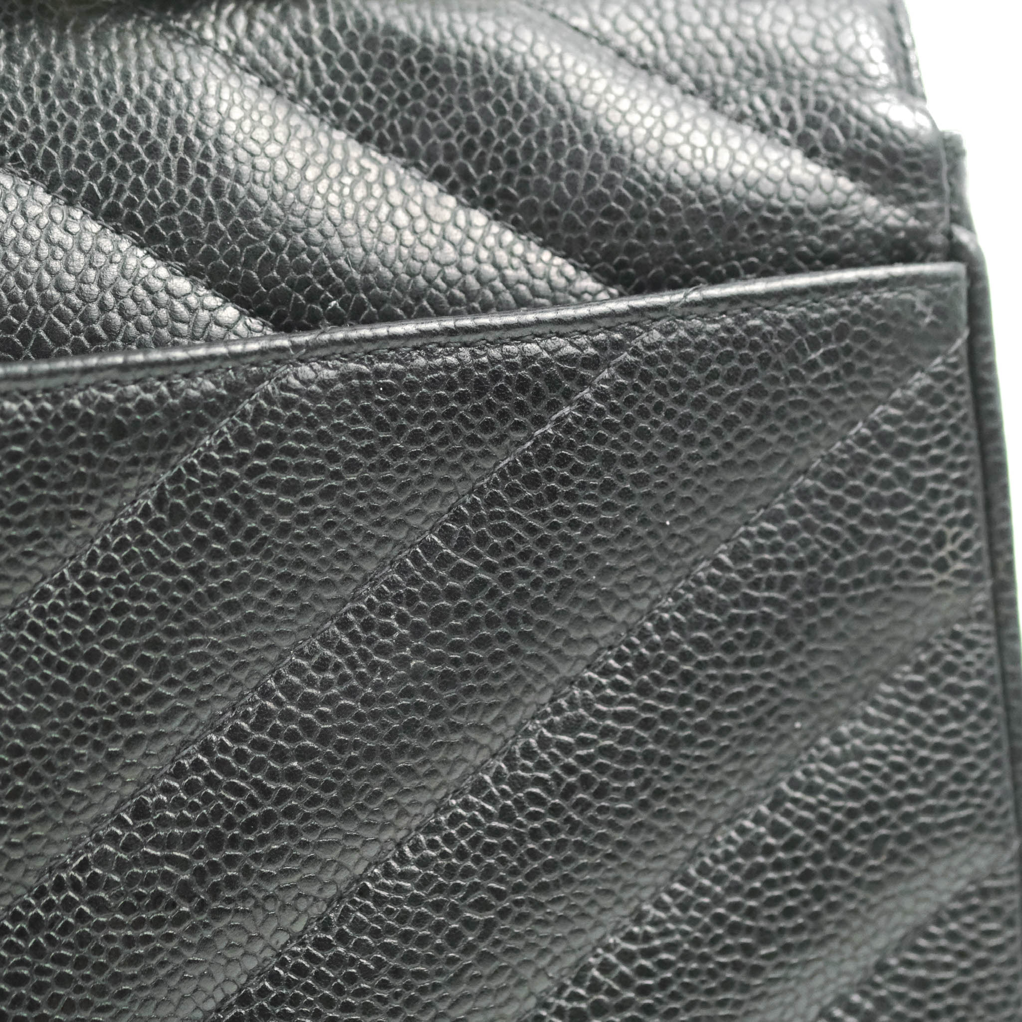 Vintage Chanel Classic Medium Double Flap Bag Black Chevron Leather 24 –  Break Archive