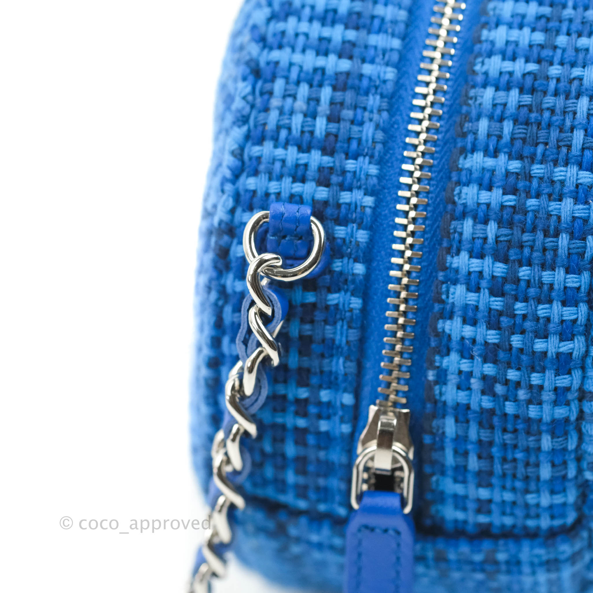 Chanel 19 Round Clutch with Chain Quilted Leather Blue 2269808