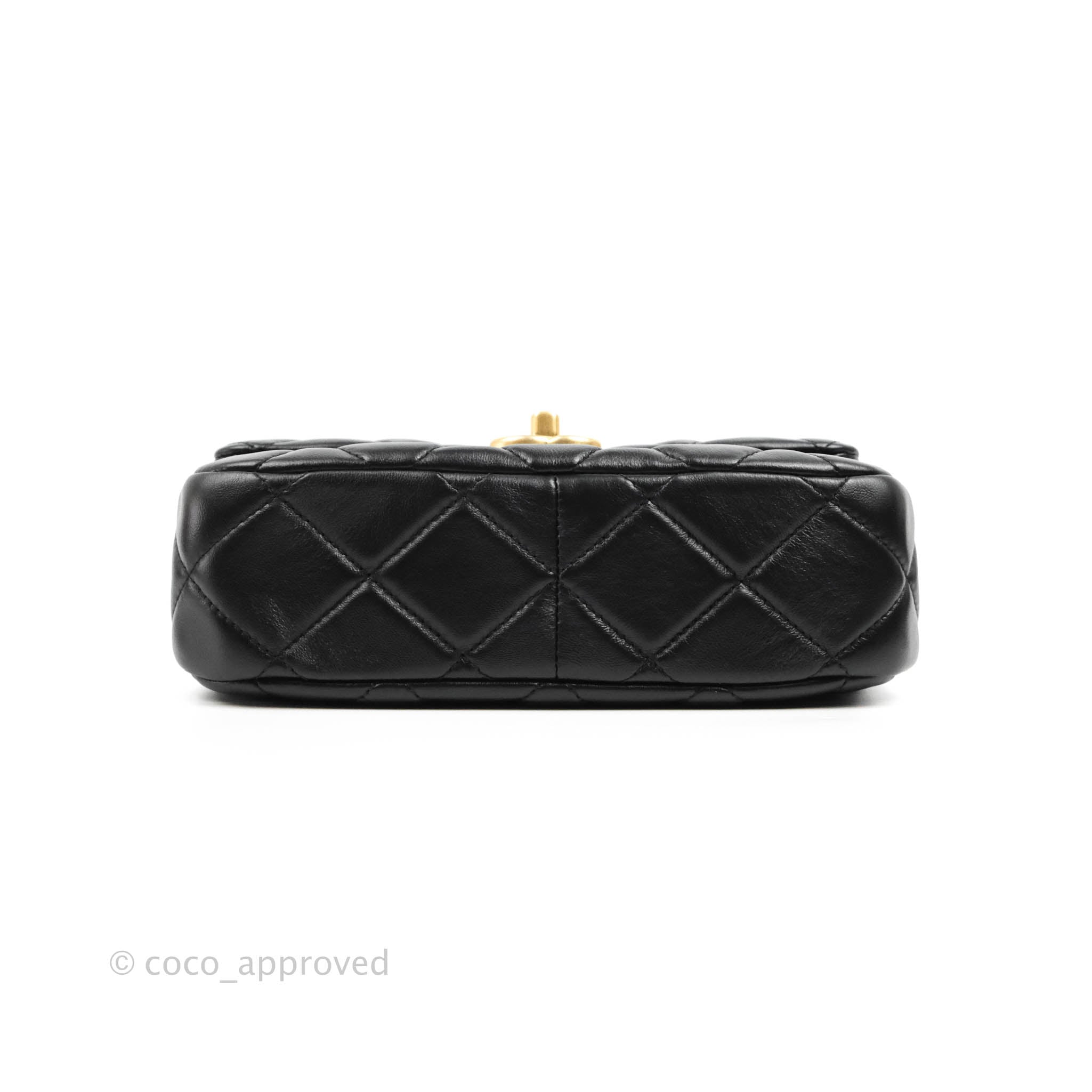 Chanel Small Flap Bag Black Lambskin Gold and Lacquered Metal 22S