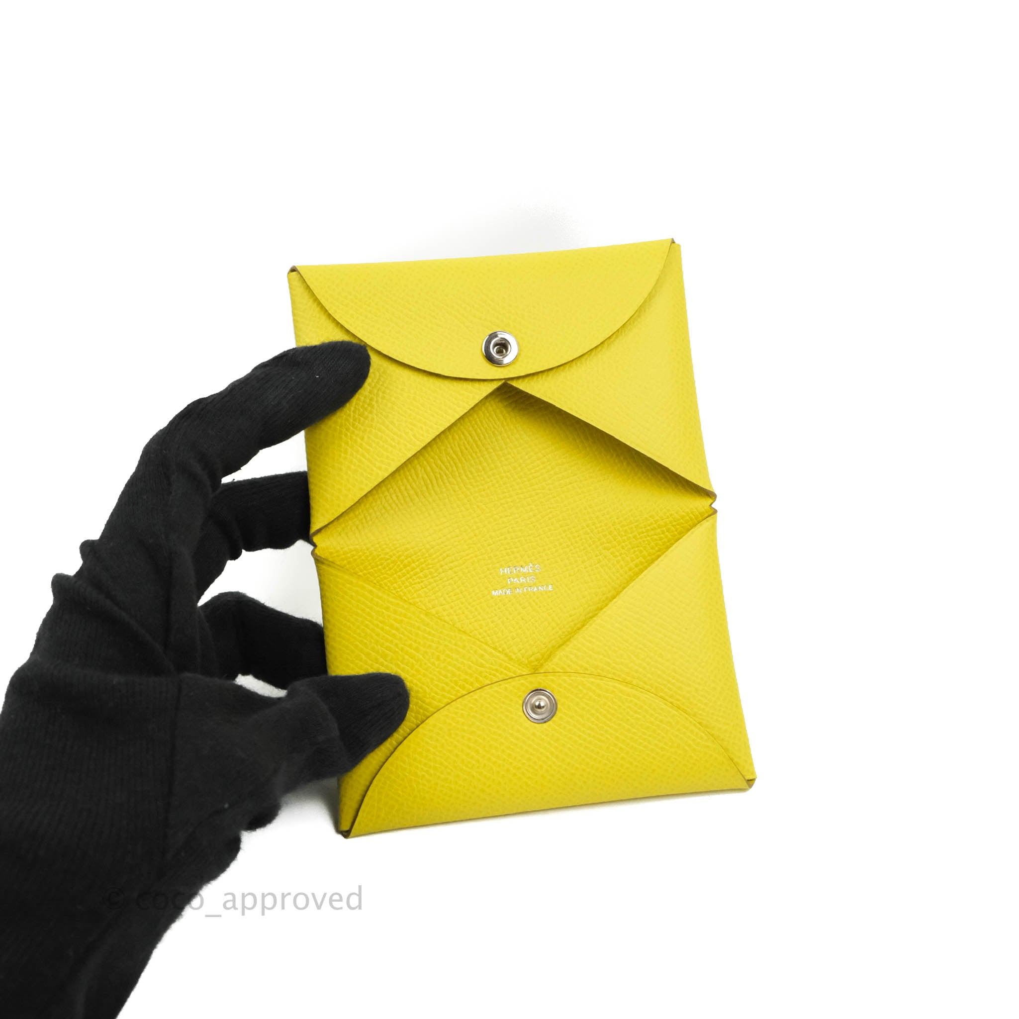 Hermès Calvi Card Holder Epsom Yellow – Coco Approved Studio