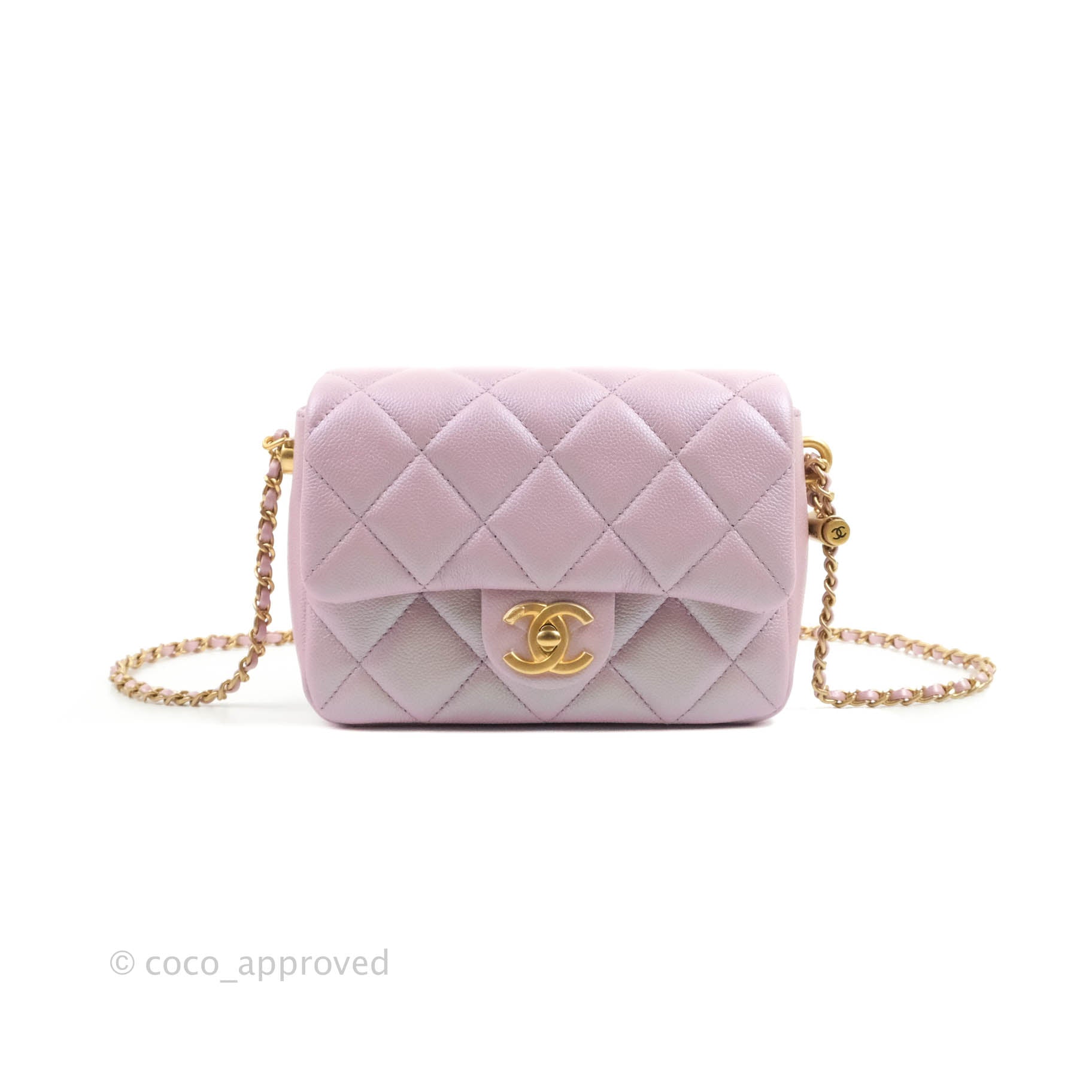 Chanel Quilted My Perfect Mini Iridescent Mint Green Caviar Aged Gold –  Coco Approved Studio