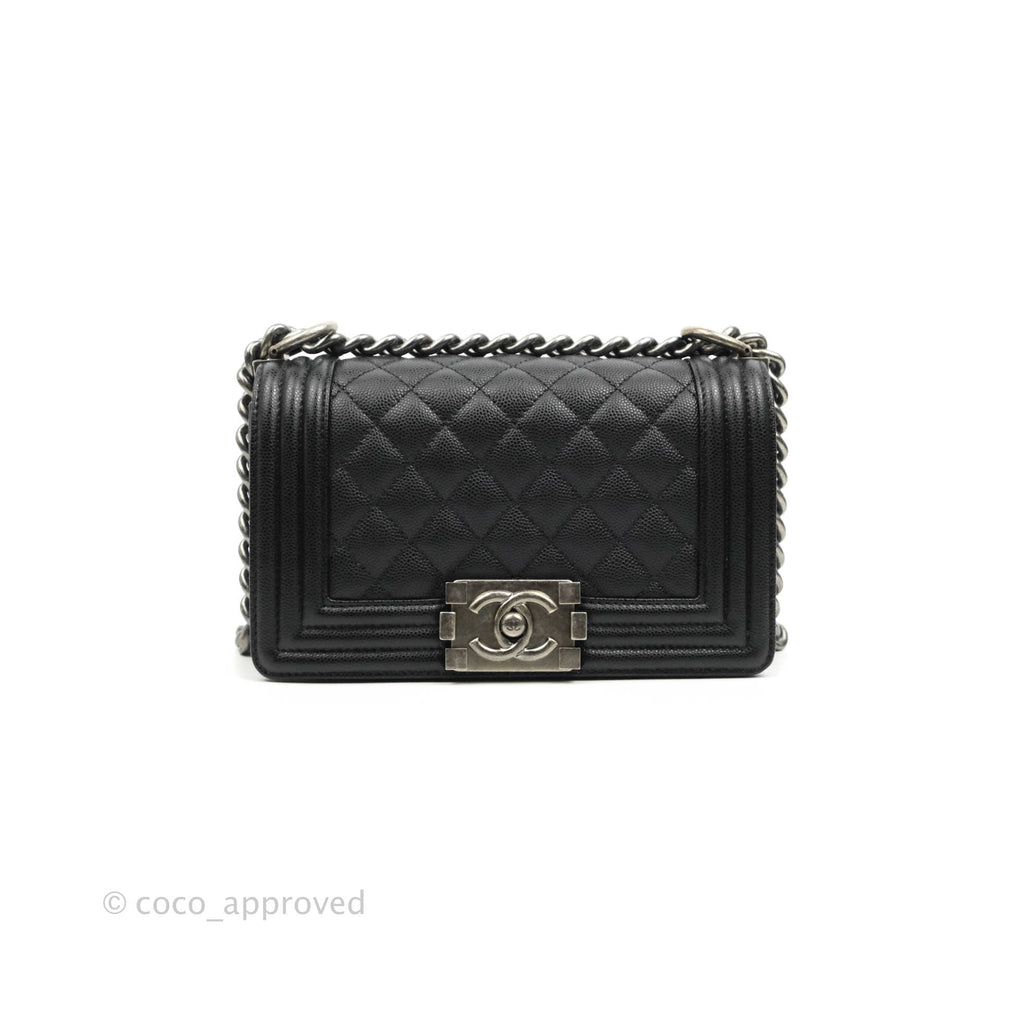 Chanel Boy Quilted Small Black Caviar Ruthenium Hardware