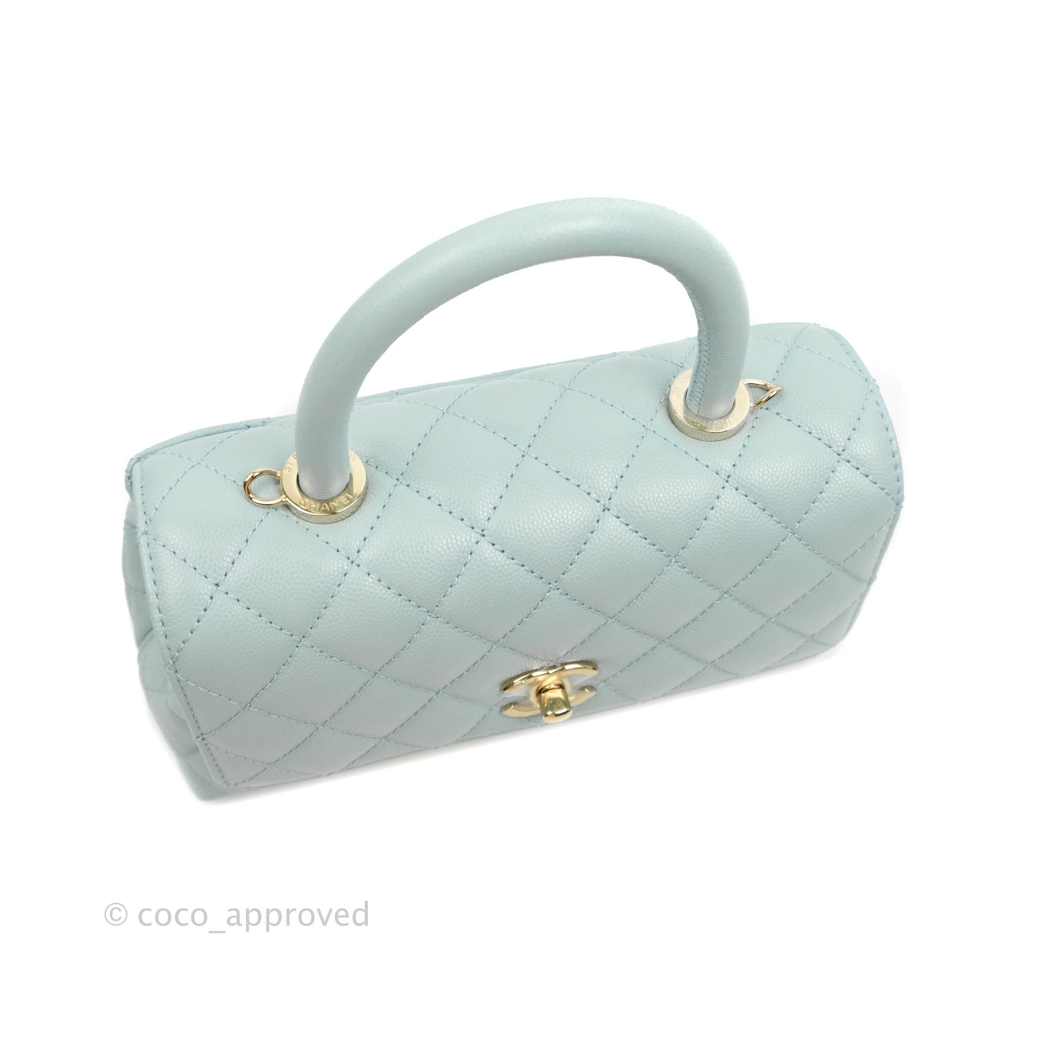 Chanel Coco Top Handle Small Handbag Blue Caviar Leather - Allu USA