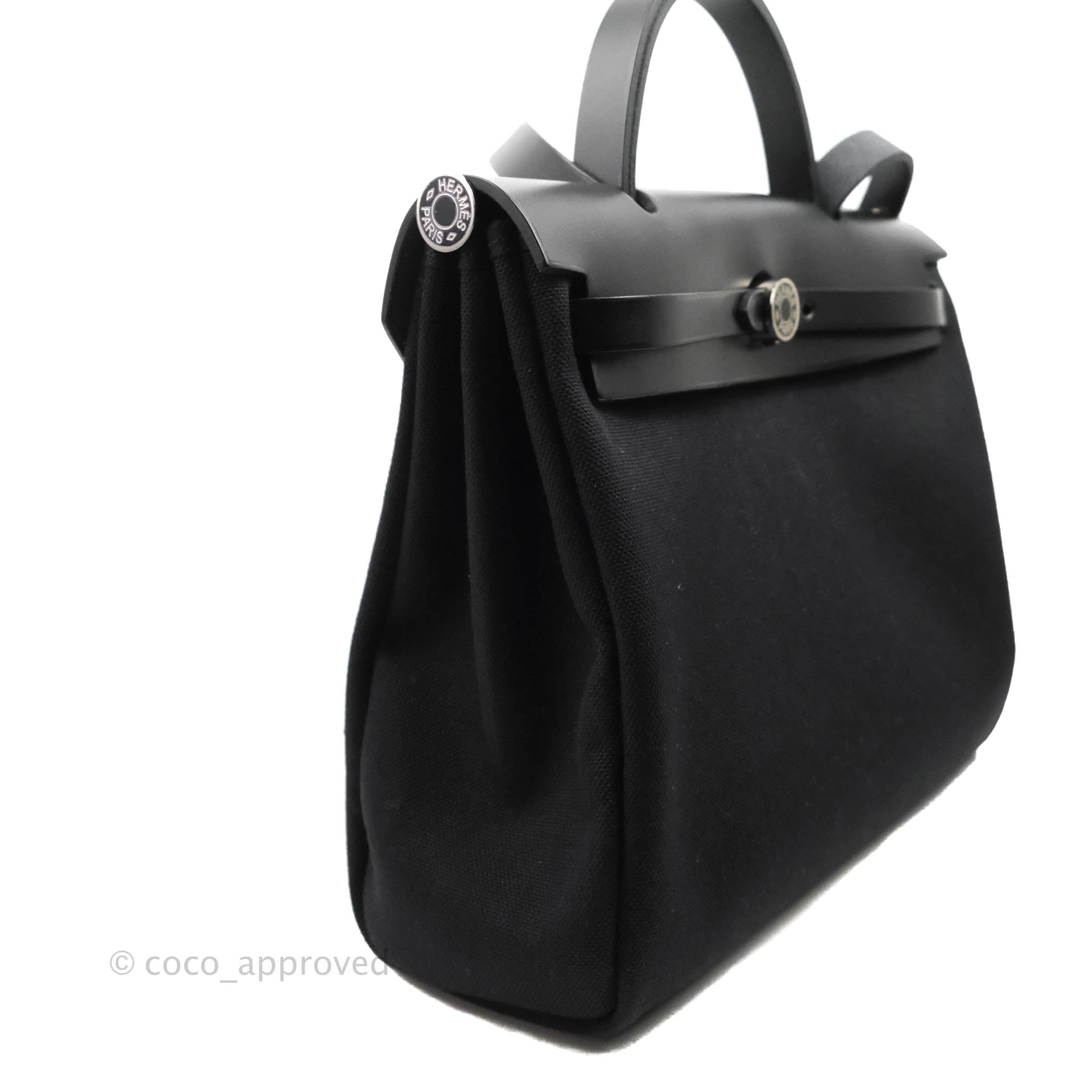 Hermes 30cm Black Canvas/Leather Herbag PM 2-in-1 Bag/Backpack - Yoogi's  Closet