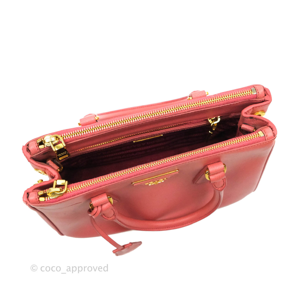 Prada Small Saffiano Lux Pink Tamaris Galleria Bag