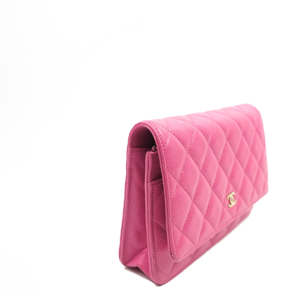 Chanel Quilted Wallet on Chain WOC Pink Caviar Gold Hardware