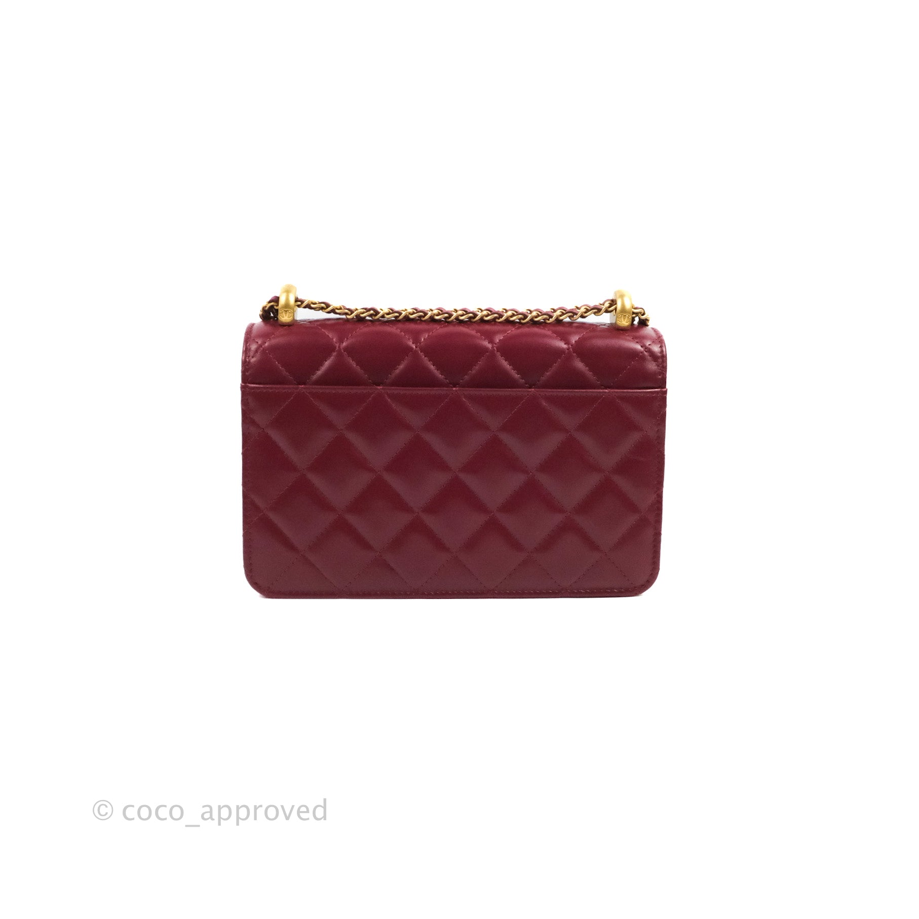 CHANEL Lambskin Quilted Wallet On Chain WOC Burgundy 1162538