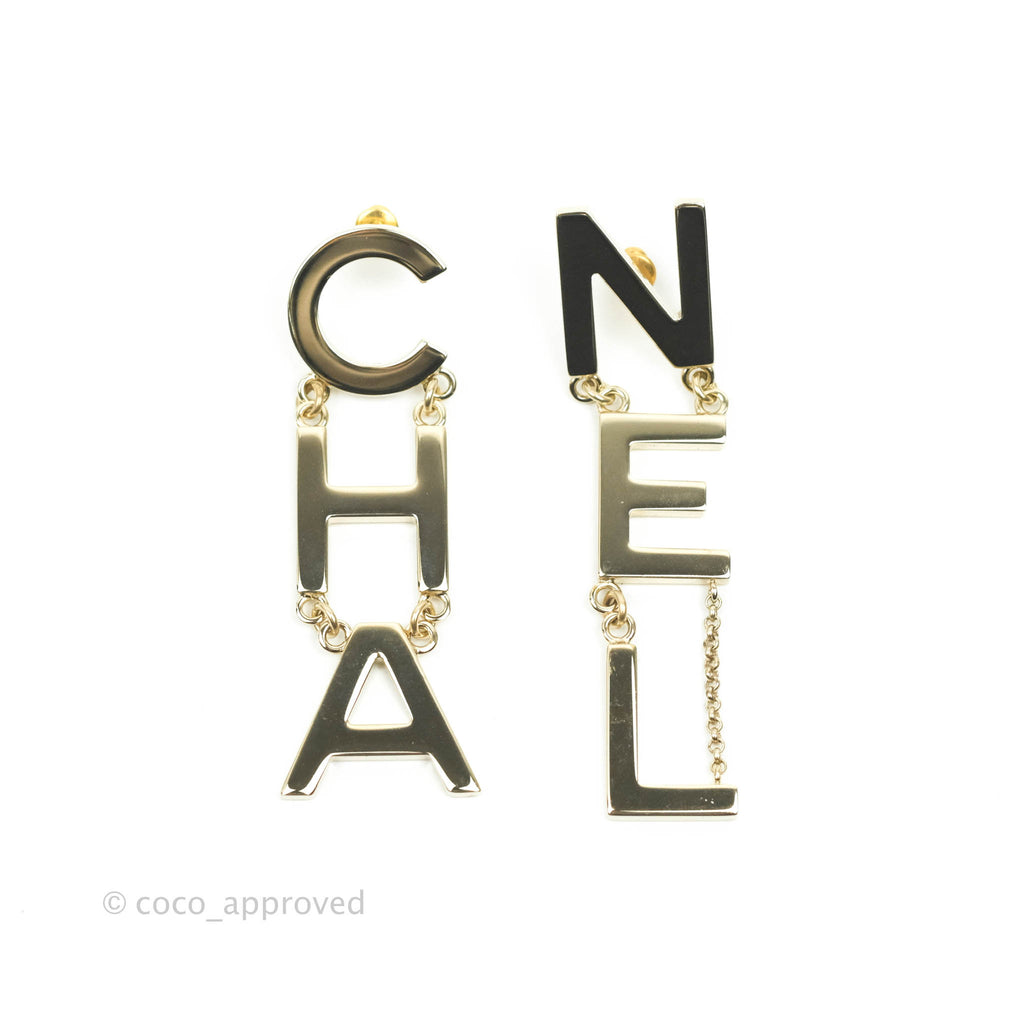 Chanel Large Gold Letter Runway Earrings