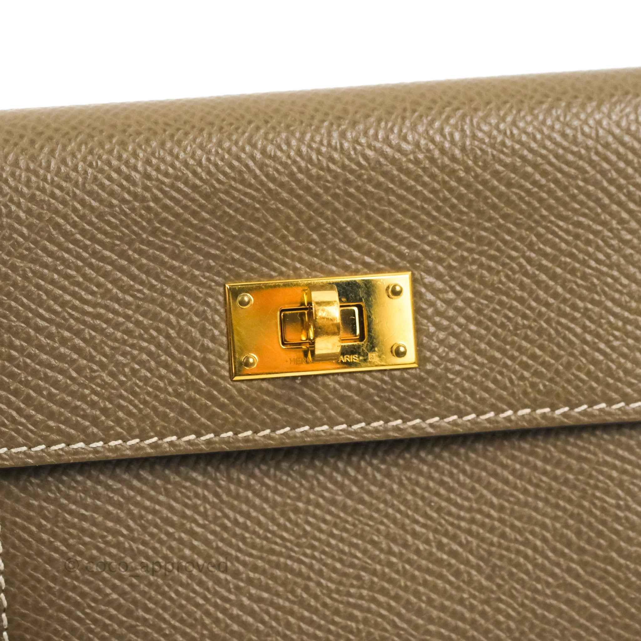New HERMES Kelly Pocket Compact Wallet Gold Epsom Leather Gold Hardware GHW