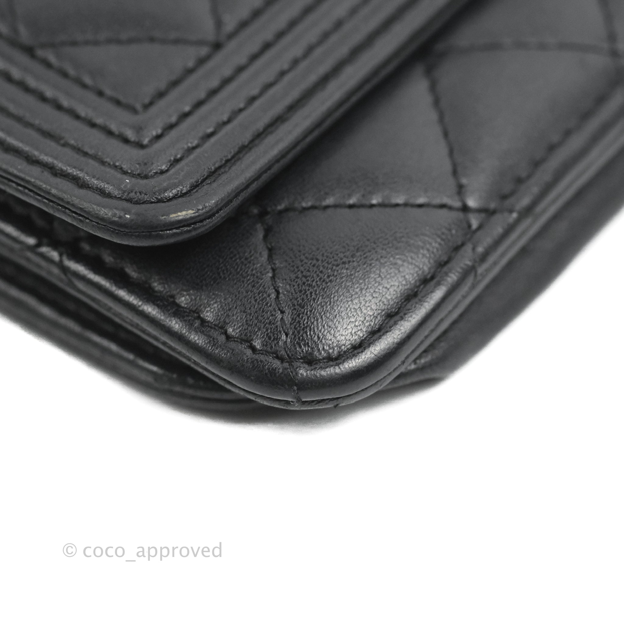 Chanel Boy Wallet on Chain WOC Black Lambskin Ruthenium