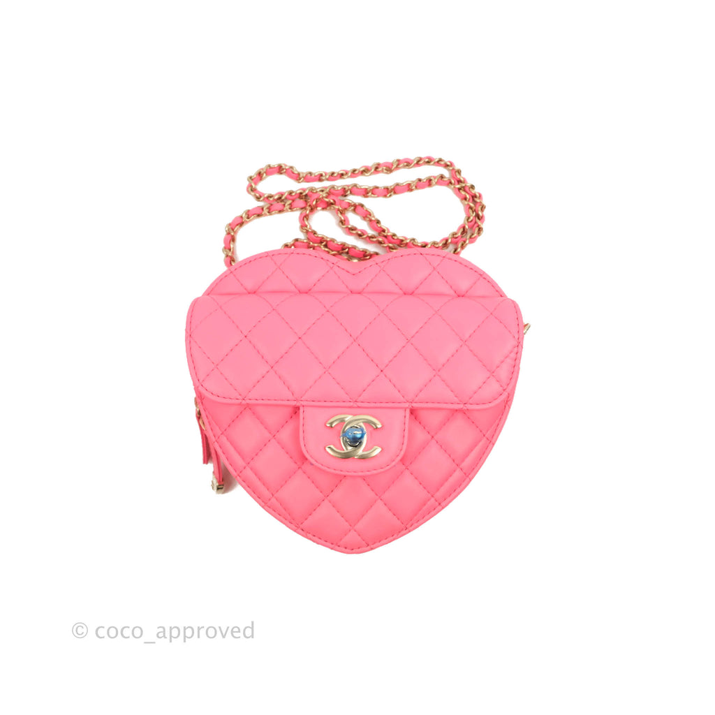 Chanel Large Heart Belt Bag Pink Lambskin Gold Hardware 22S