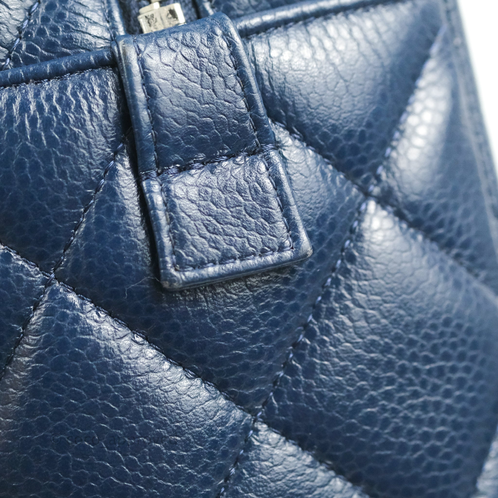 Chanel Quilted Large Classic Camera Bag Navy Caviar Silver