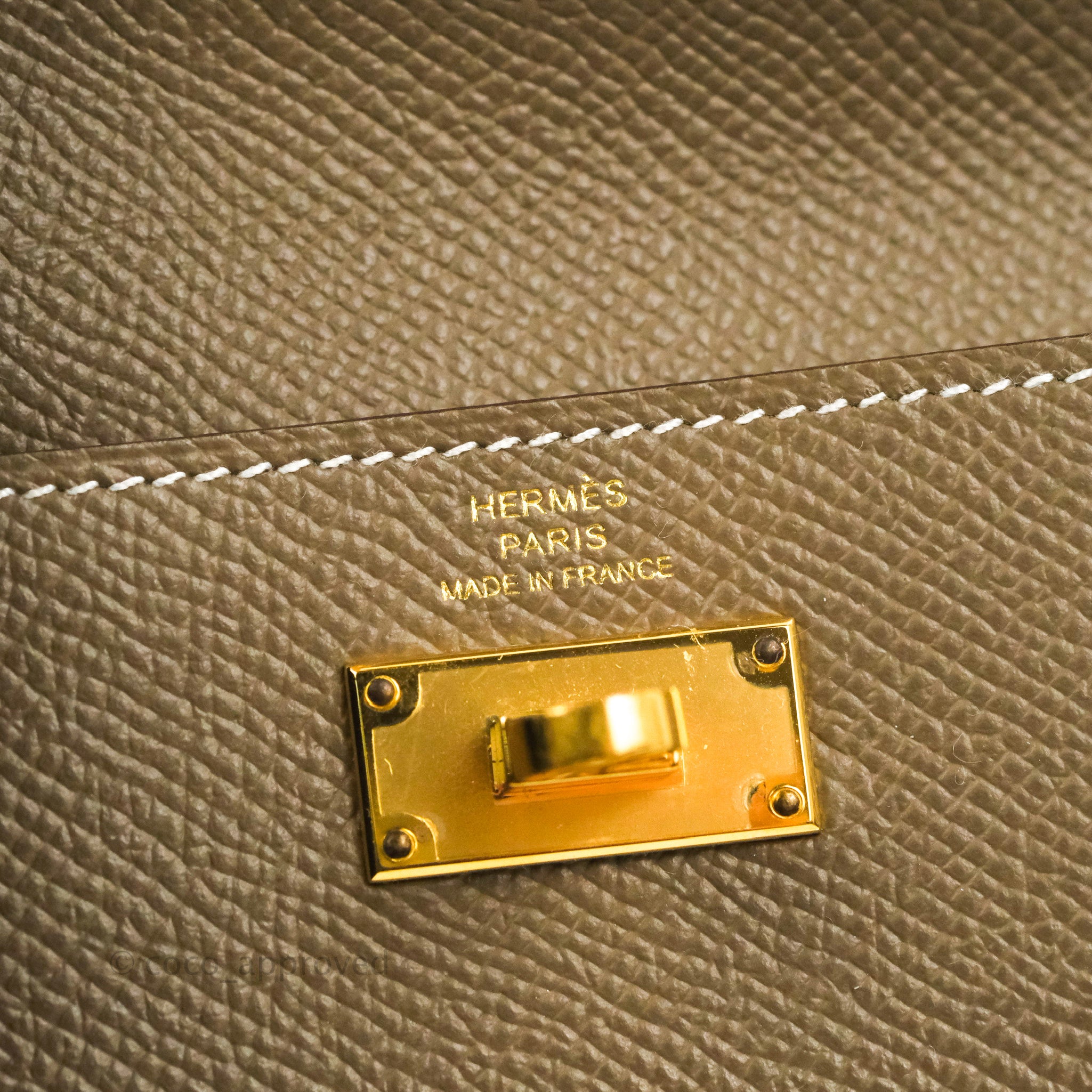 Hermès Kelly Buckle Belt Etoupe Epsom Rose Gold Hardware – Coco