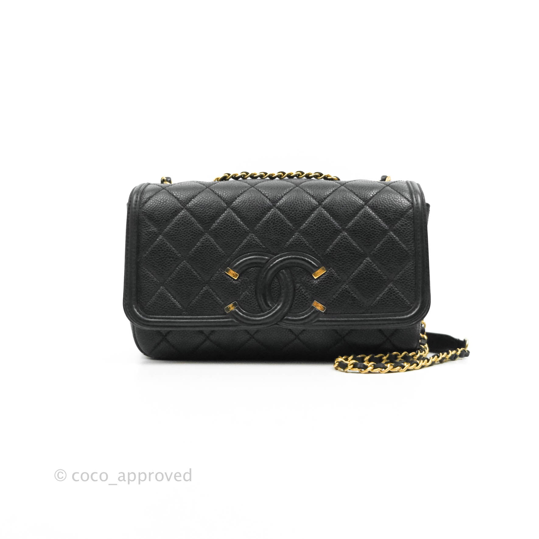 CHANEL Caviar Quilted Small CC Filigree Flap Black 201407