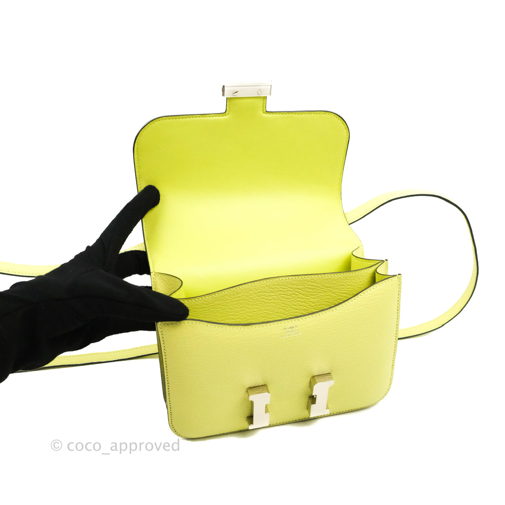 Hermès Constance Mini 18cm R9 Jaune Bourgeon Chevre Mysore Palladium Hardware