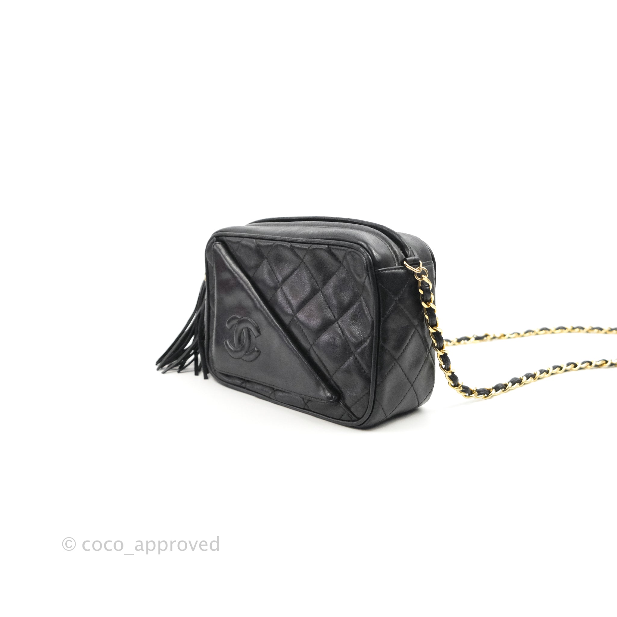 Authentic Chanel Lambskin Camera Bag Medium Black – Relics to