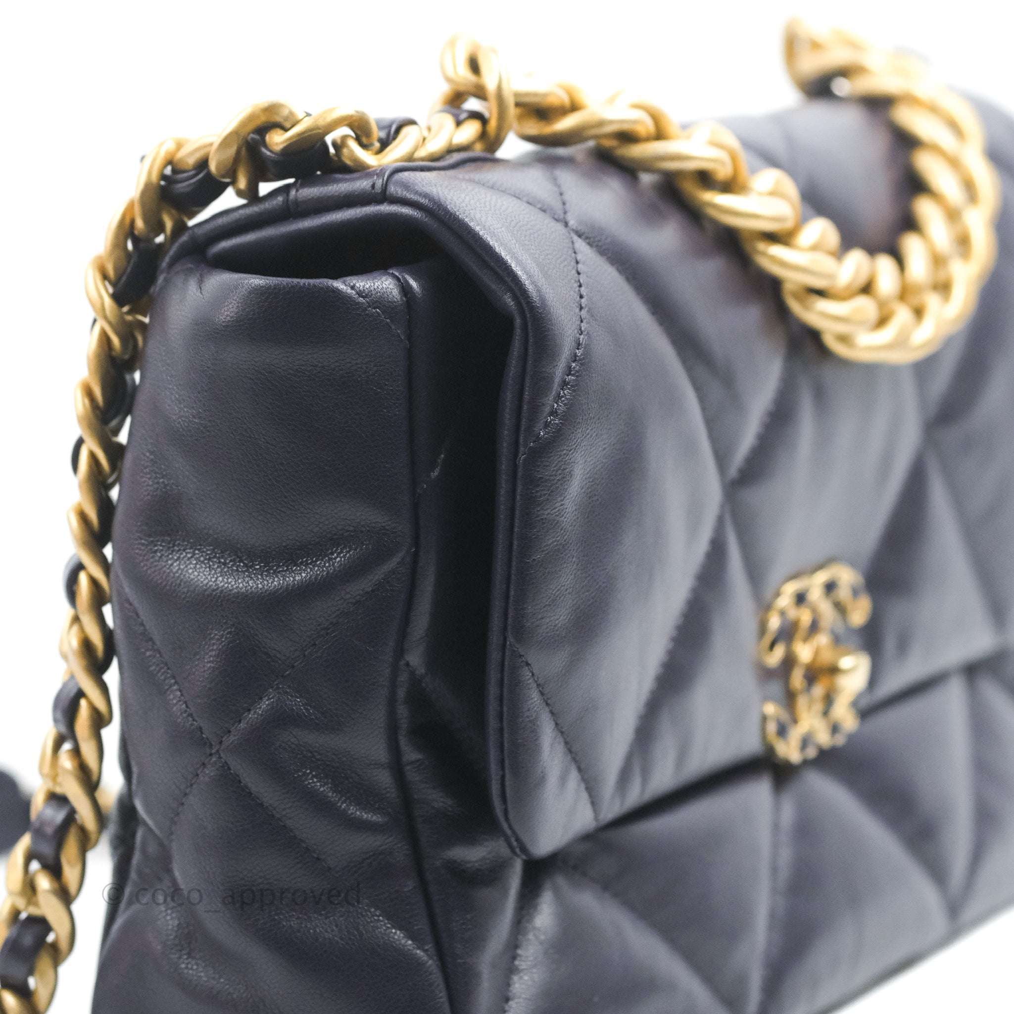 CHANEL+19+Shoulder+Bag+Gold+Leather for sale online