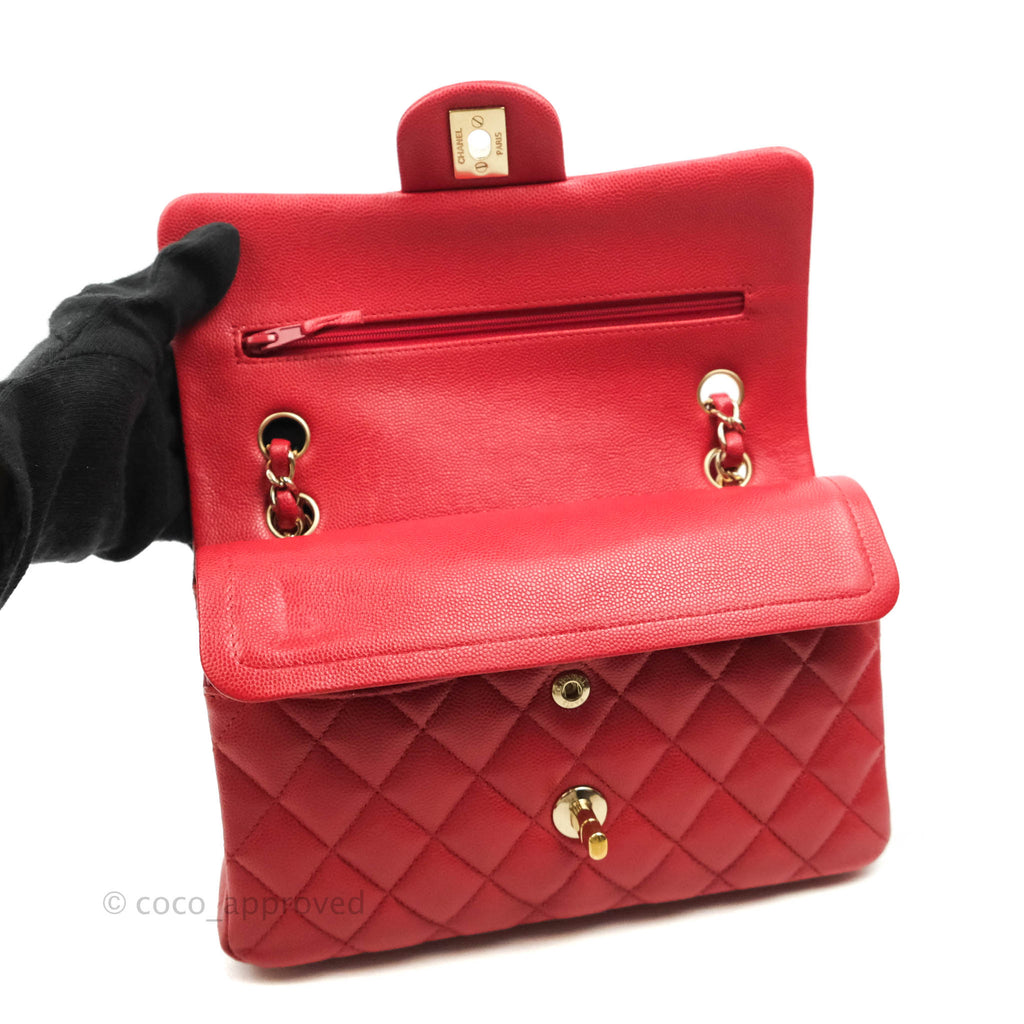Chanel Classic Small S/M Flap Red Caviar Gold Hardware