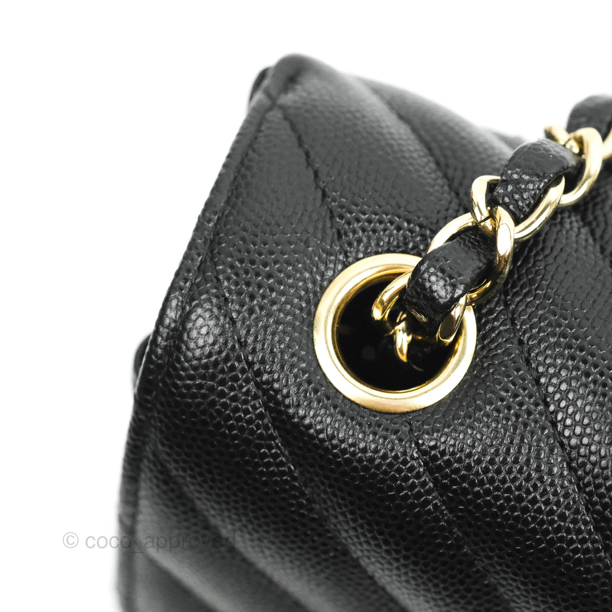 Chanel Chevron Mini Rectangular Flap Black Caviar Gold Hardware – Coco  Approved Studio