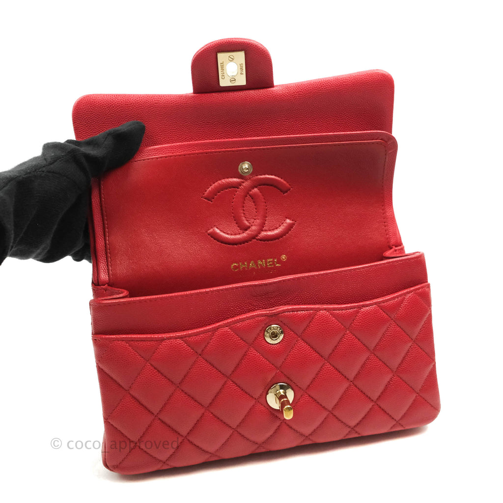 Chanel Classic Small S/M Flap Red Caviar Gold Hardware
