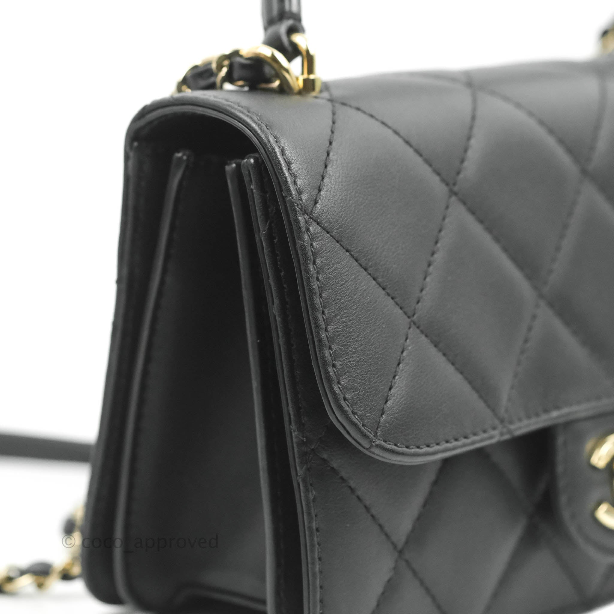 CHANEL Patent Quilted Shiny Coco Small Shopping Bag Black 1310831