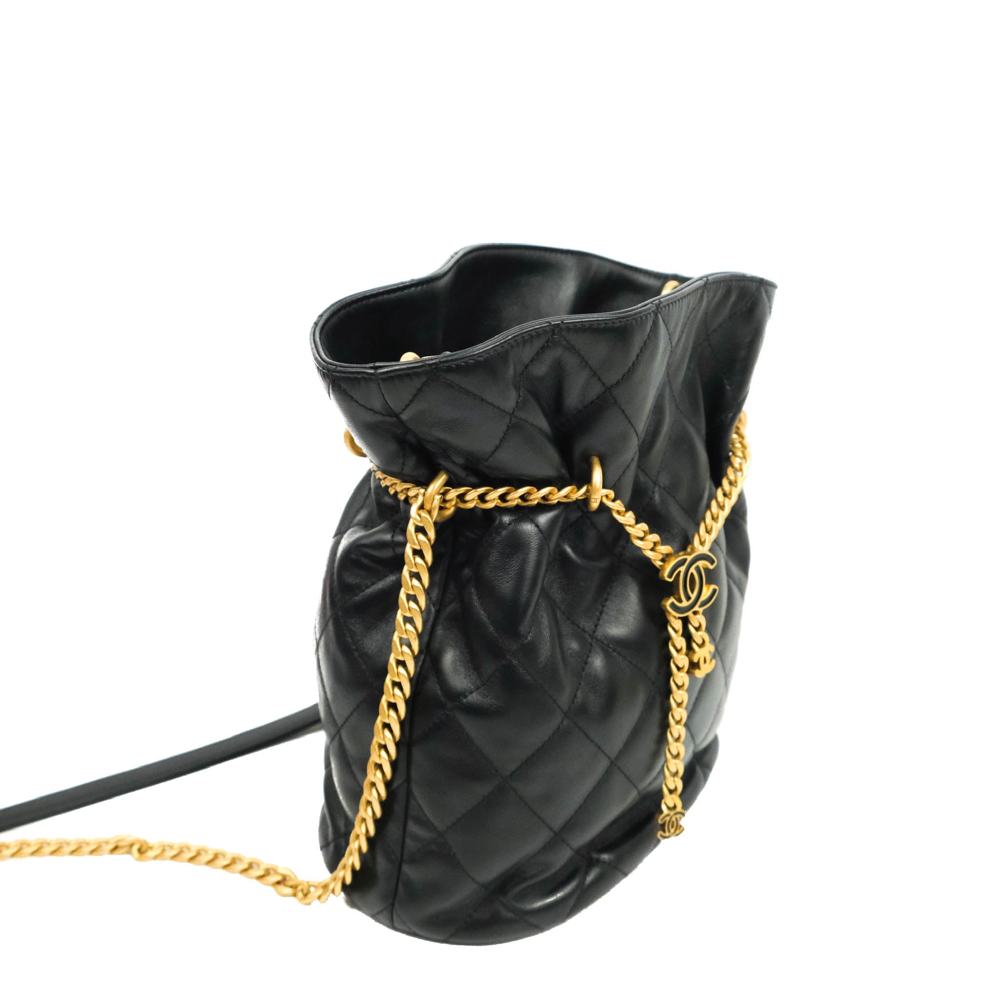 Chanel Enamel CC Bucket Bag Black Lambskin Gold Hardware 22S – Coco  Approved Studio