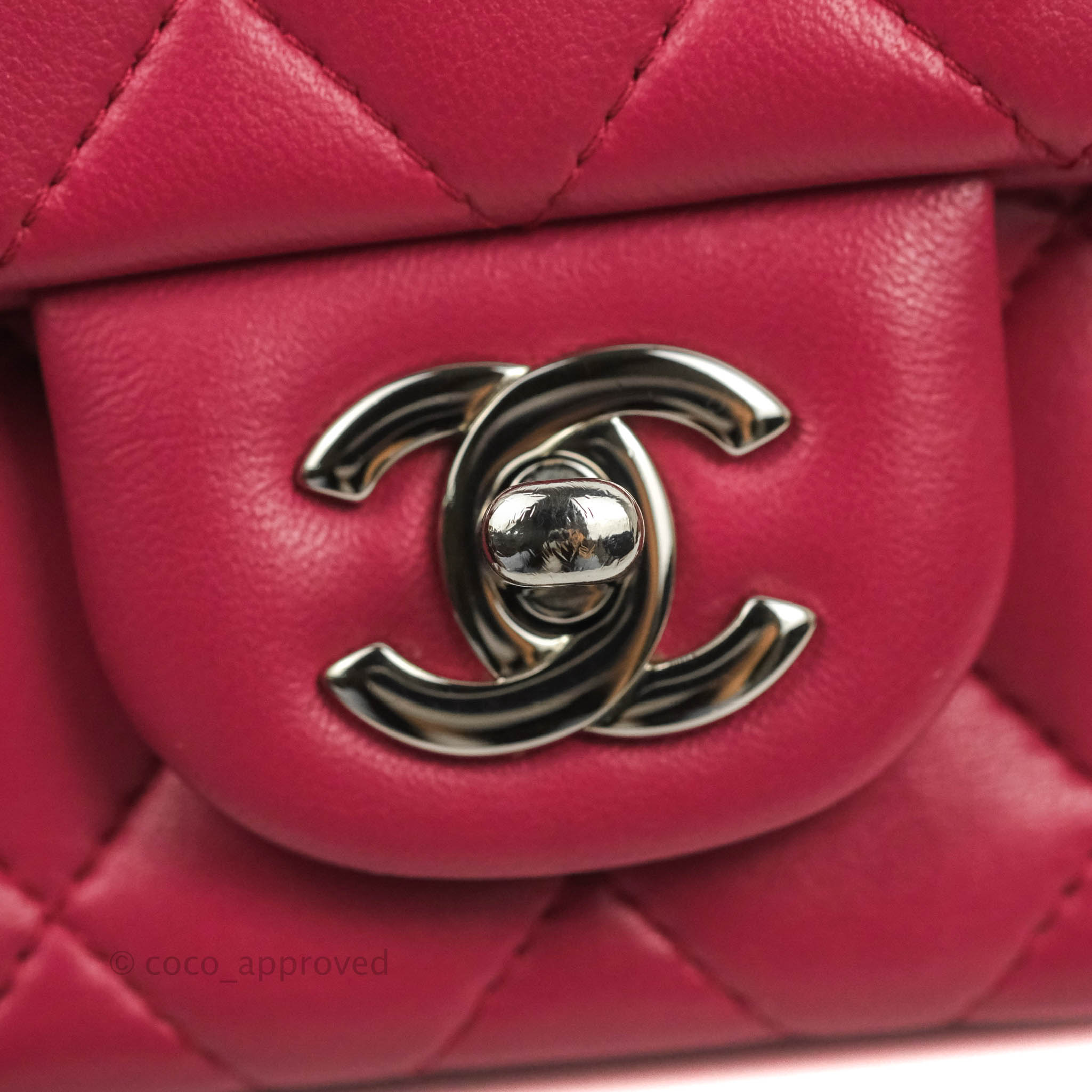18B Raspberry Red Caviar Quilted Mini Rectangular Single Flap with Light  Gold Hardware