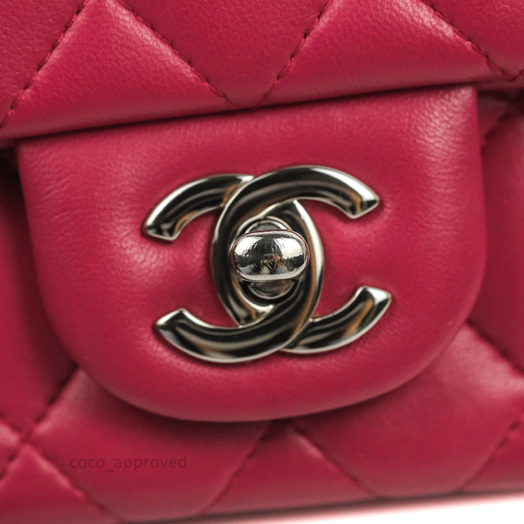 18B CHANEL RASPBERRY RED CAVIAR MINI RECTANGULAR CLASSIC FLAP BAG