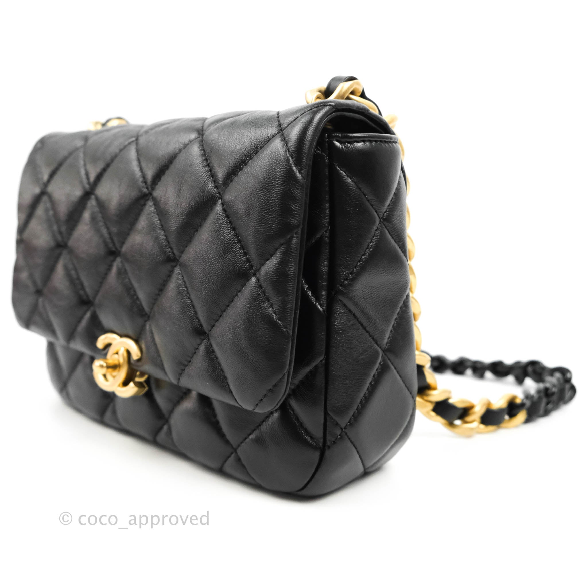 Chanel 22S Black Multicolor Lambskin Fixation Small Chanel 19 Bag