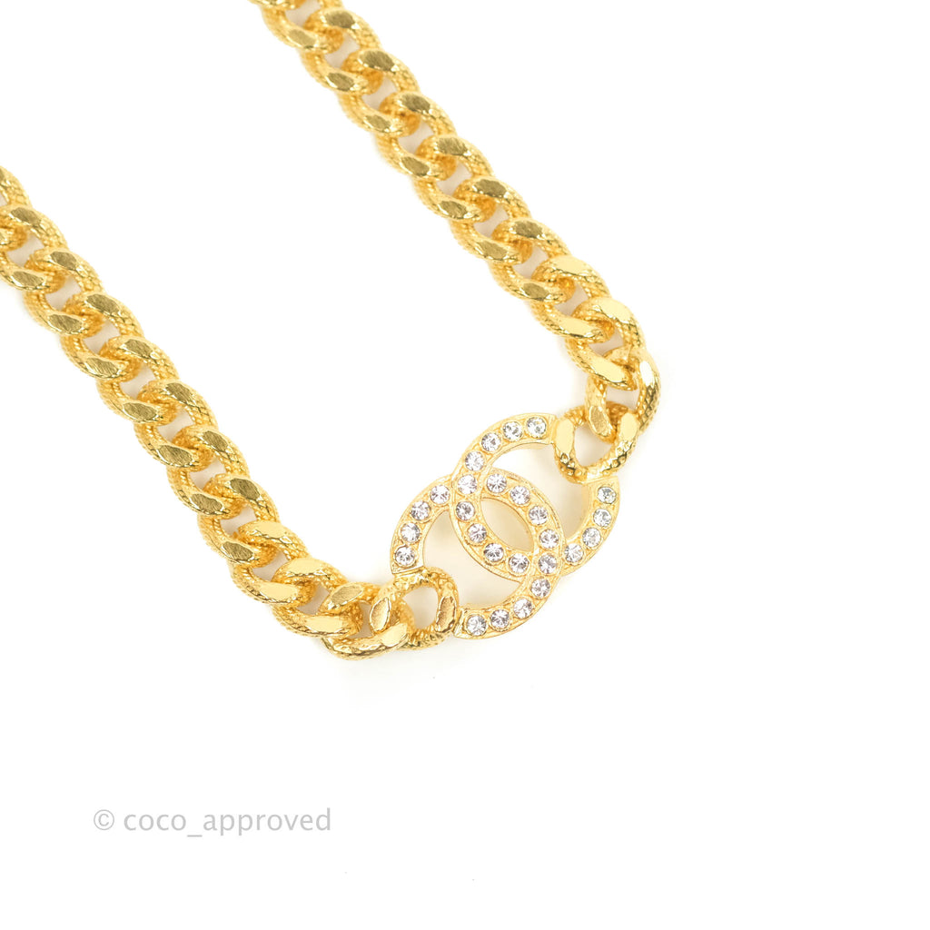 Chanel Crystal CC Chain Choker Gold Tone 22A