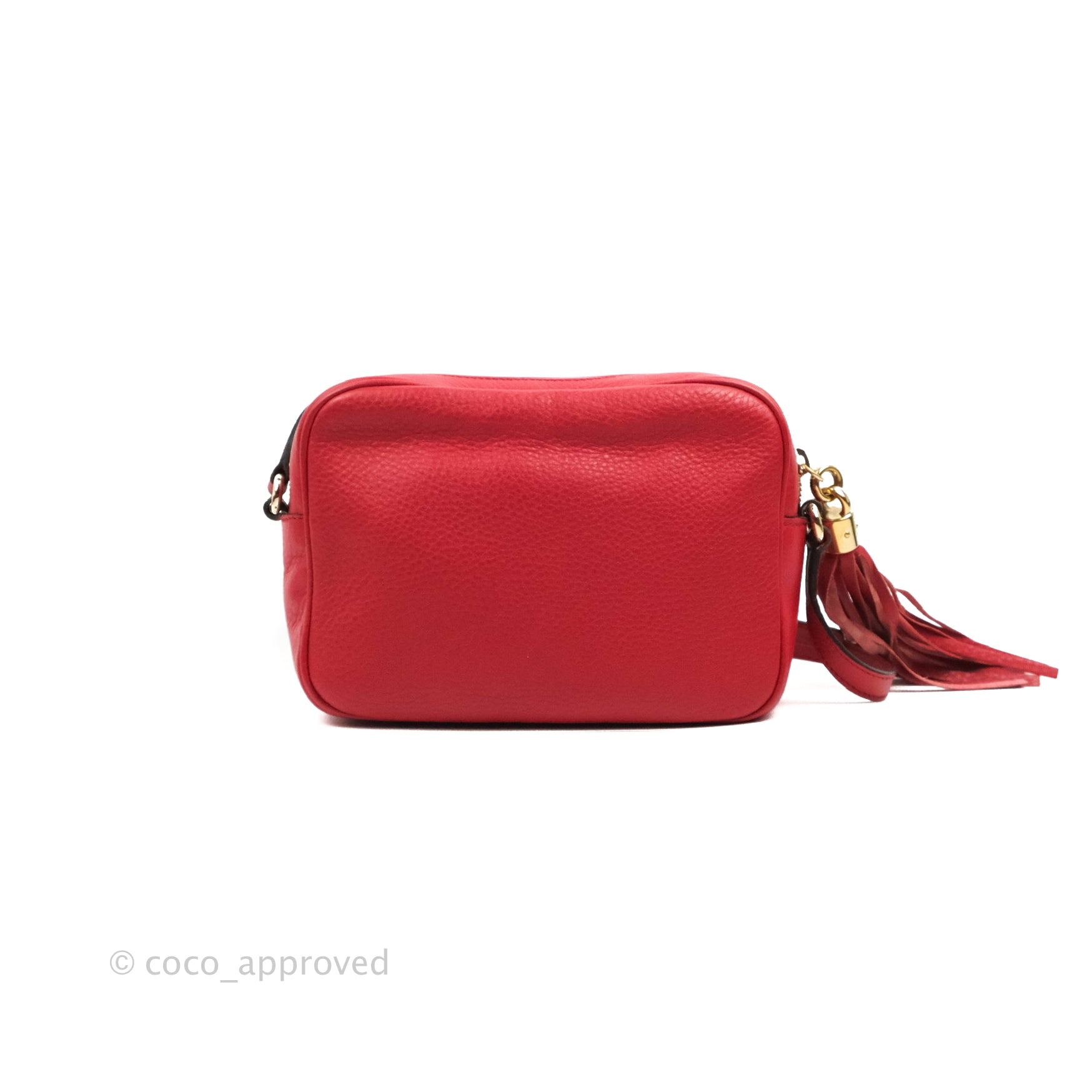 Gucci Pebbled Calfskin Small Soho Disco Bag Tabasco Red