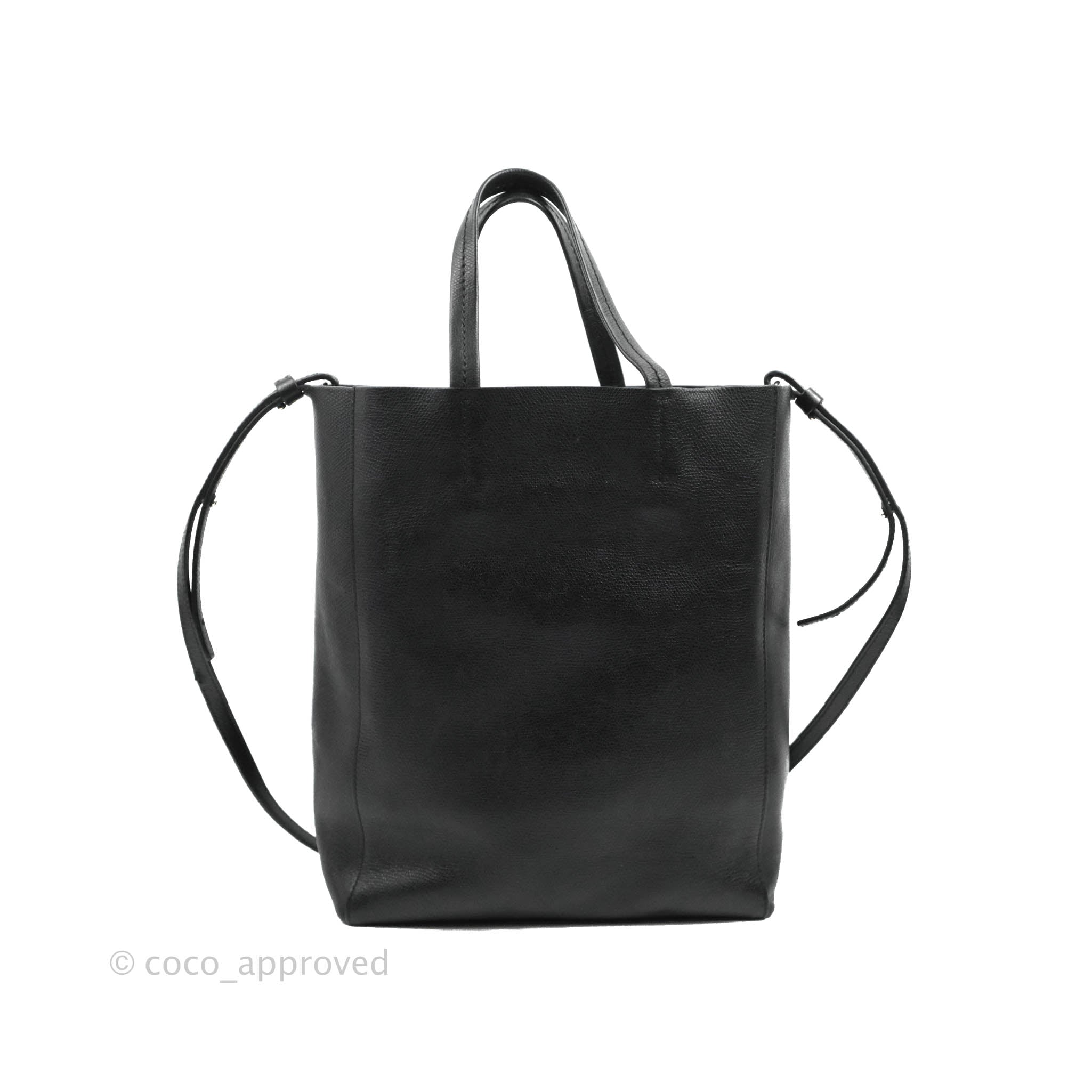 Celine Small Vertical Cabas Tote Grained Calfskin Black Silver