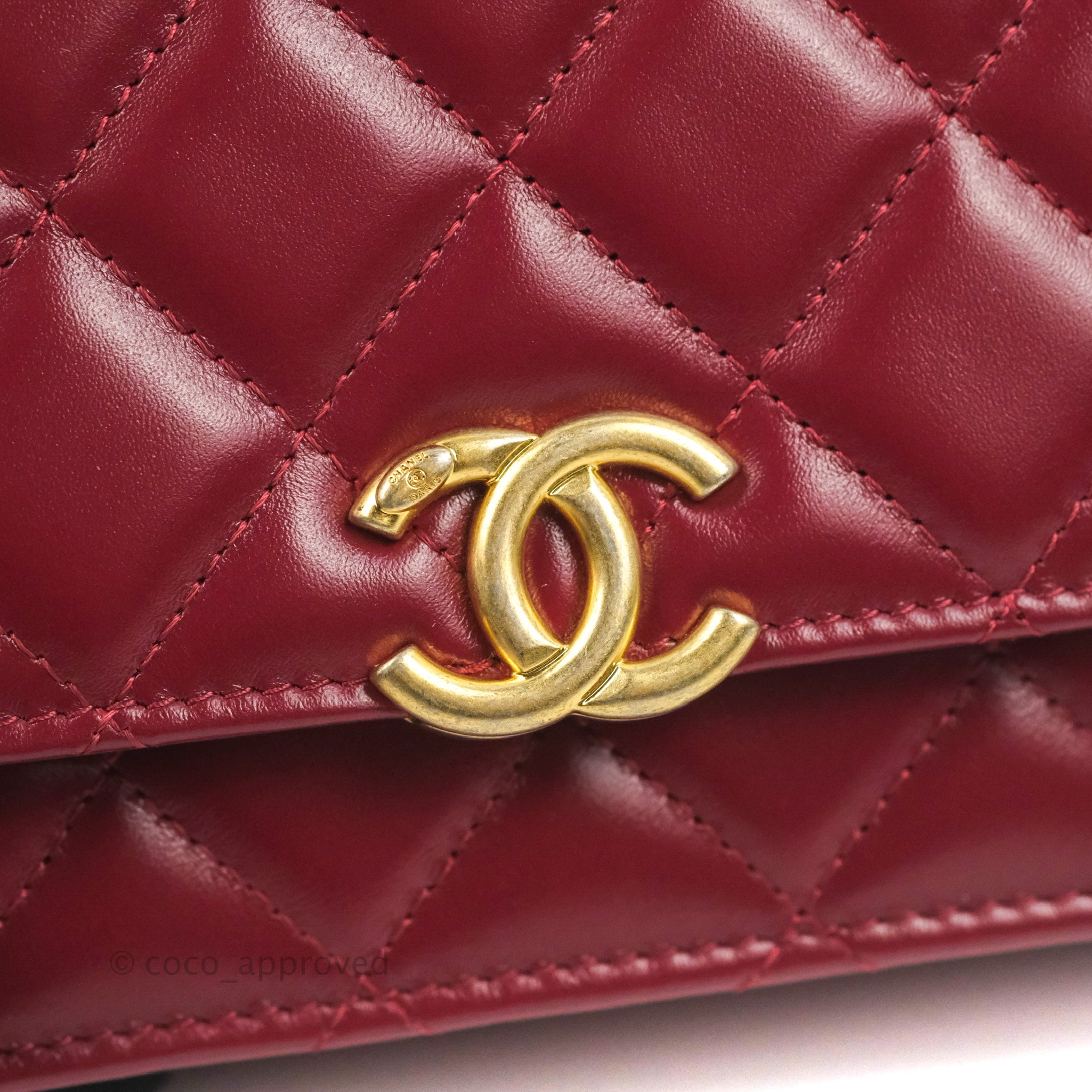Chanel Quilted Perfect Fit Adjustable Wallet On Chain WOC Burgundy