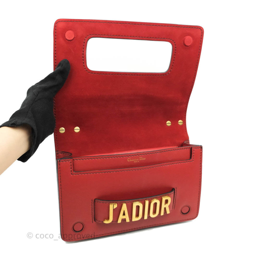 Christian Dior J'Adior Chain Flap Bag Red Calfskin