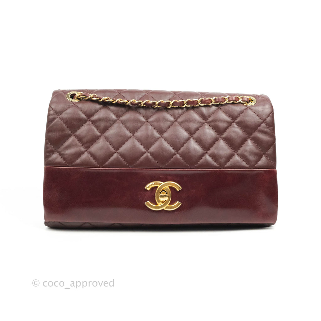 Chanel Quilted Jumbo Soft Elegance Flap Bordeaux Calfskin Aged Gold Hardware