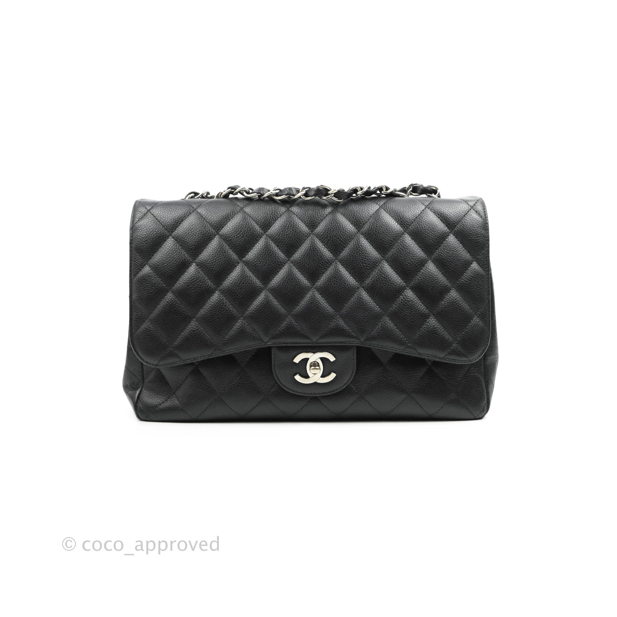 CHANEL, Bags, Authentic Nwt Chanel Caviar Quilted Jumbo Single Flap Black