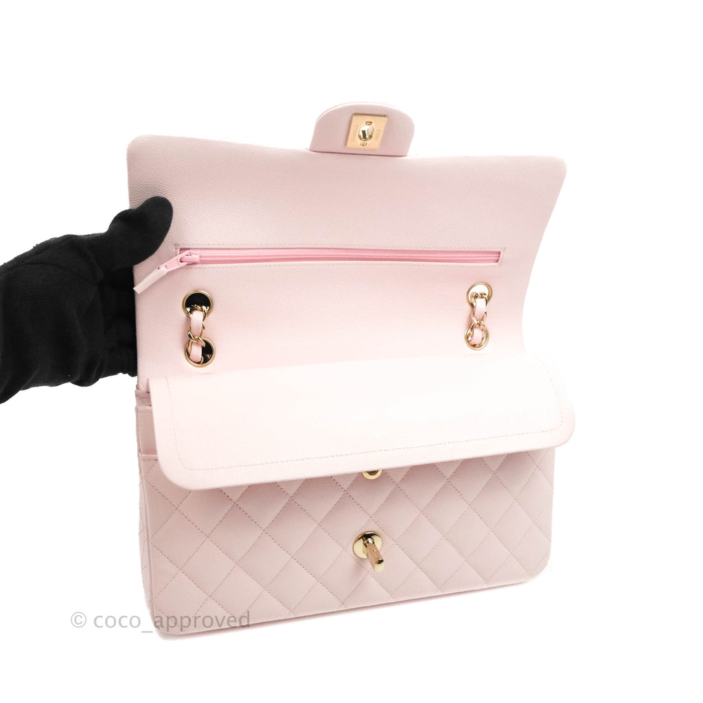 Chanel Classic M/L Medium Flap Quilted Pink Caviar Gold Hardware 22P