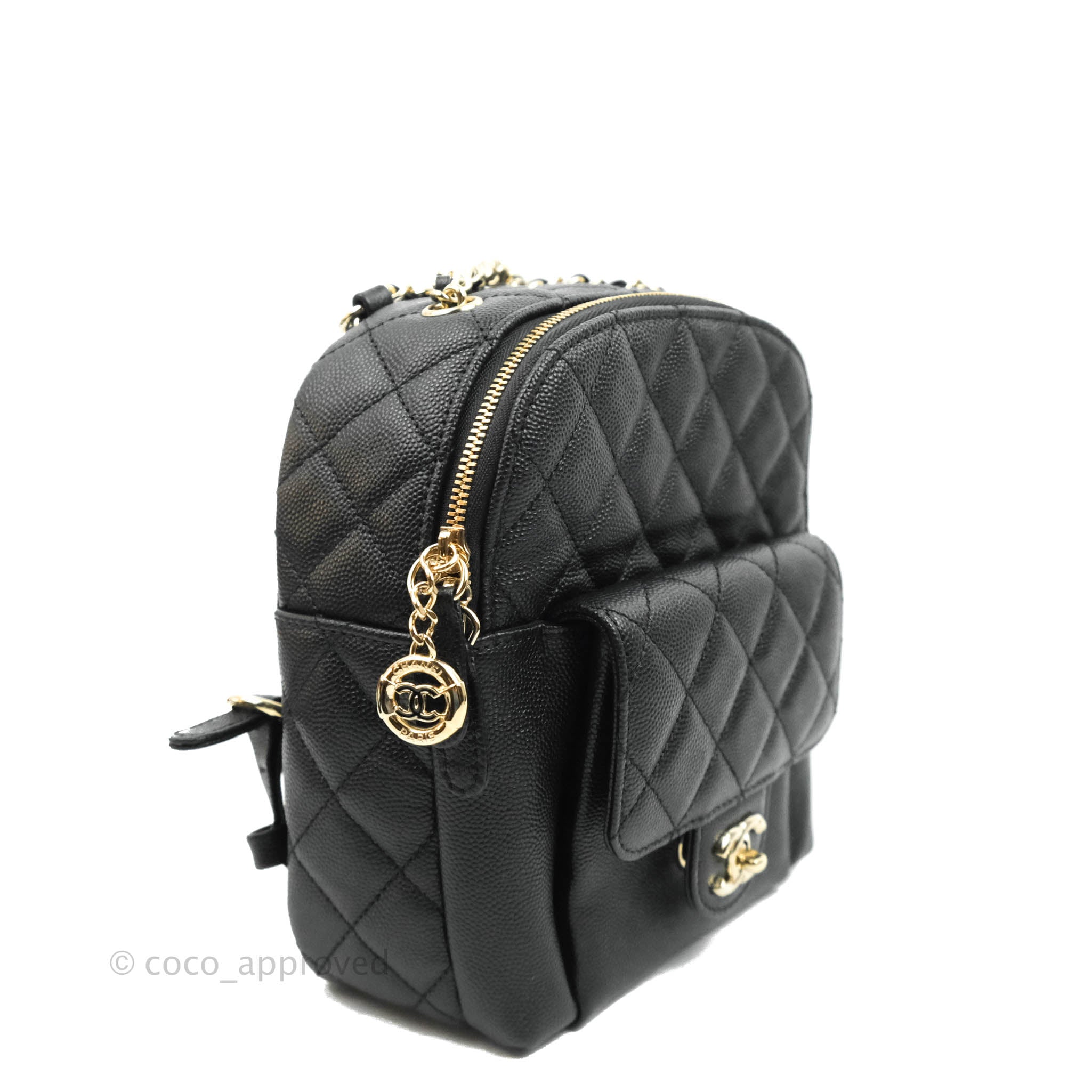 Chanel Quilted Small CC Day Backpack Black Caviar Gold Hardware  Coco  Approved Studio